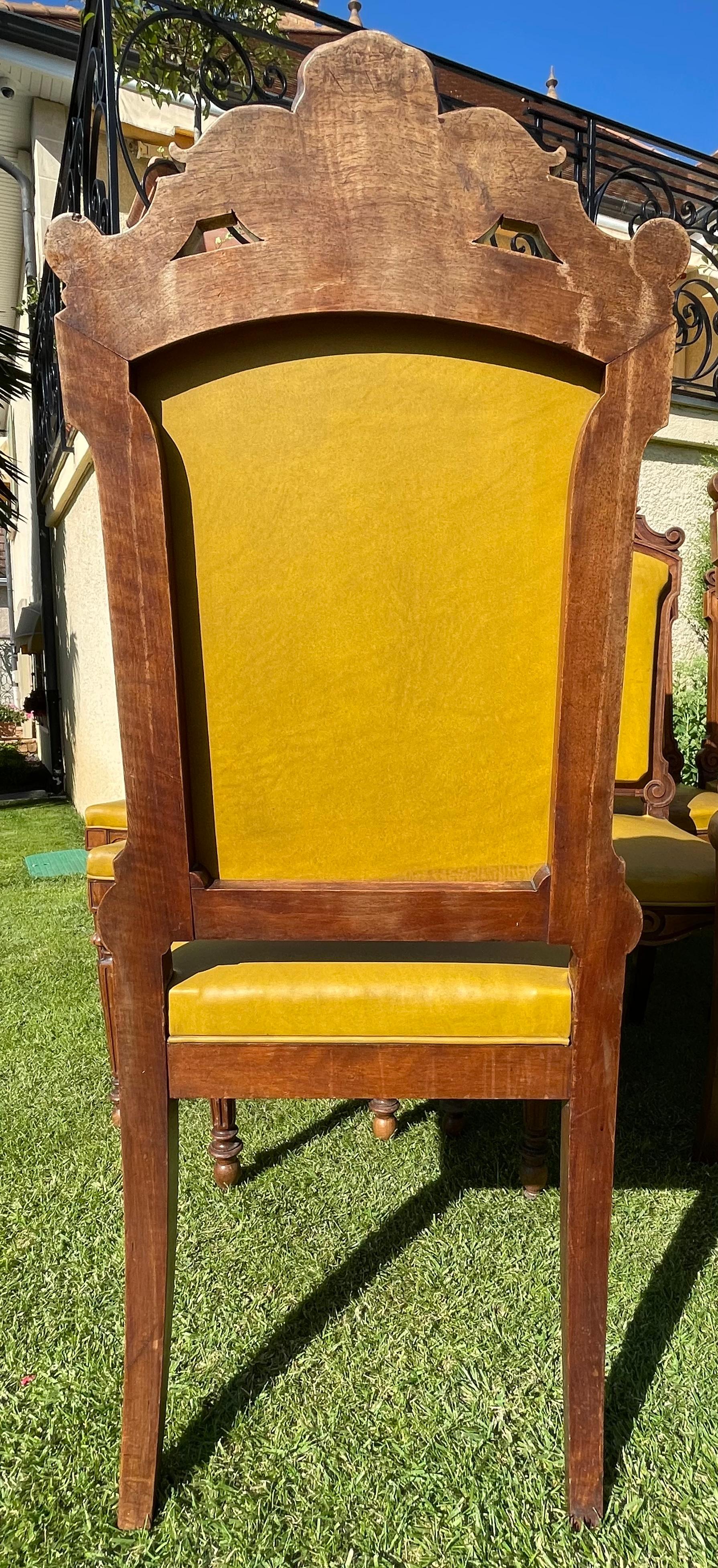 Suit of 9 Walnut Chairs Period Napoleon III, 19th Century For Sale 8