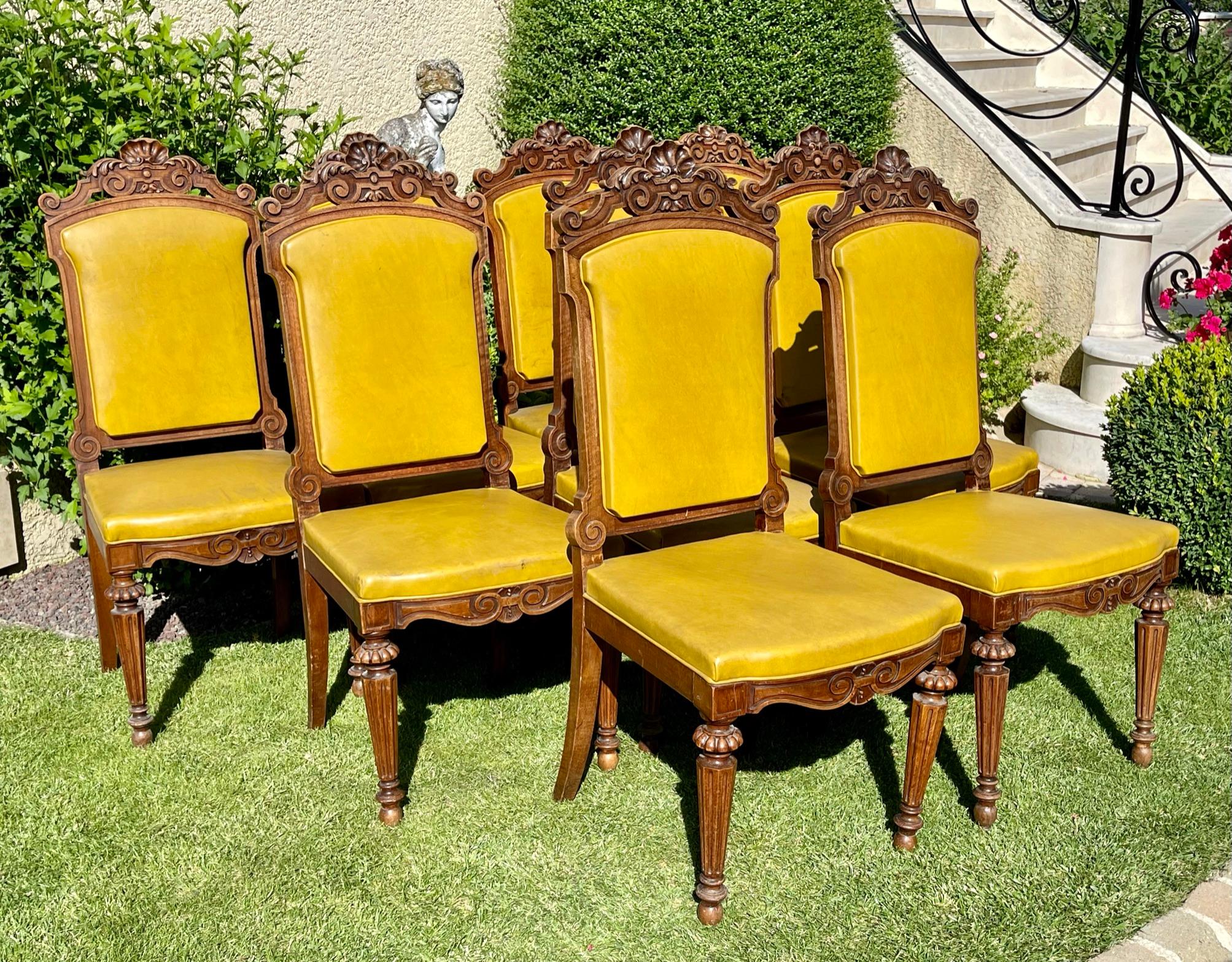 Suit of 9 Walnut Chairs Period Napoleon III, 19th Century For Sale 15