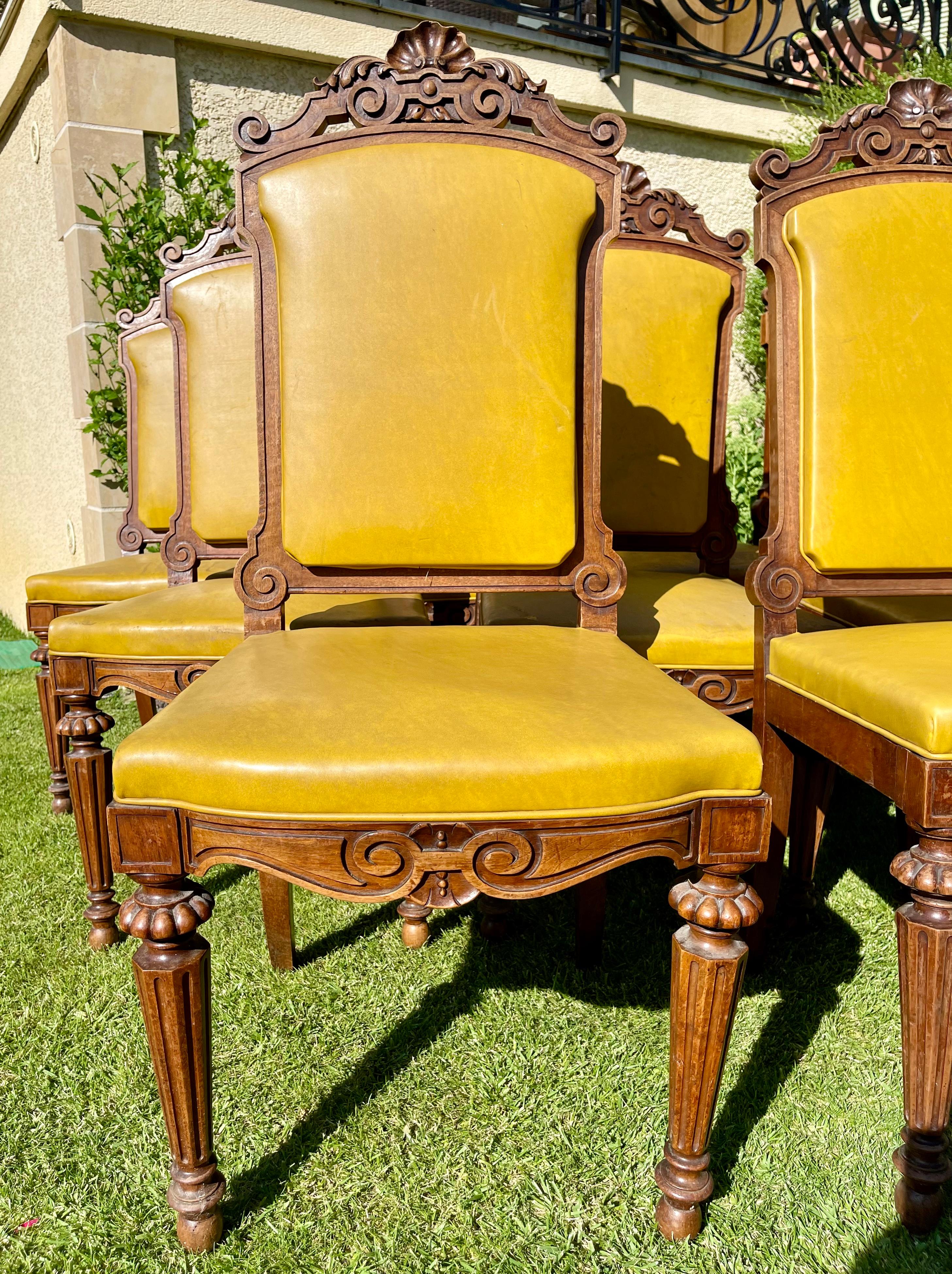 Suit of 9 Walnut Chairs Period Napoleon III, 19th Century For Sale 3