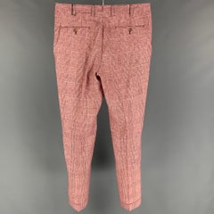 SUIT SUPPLY Size 34 Red White Glenplaid Polyester Flat Front Casual Pants