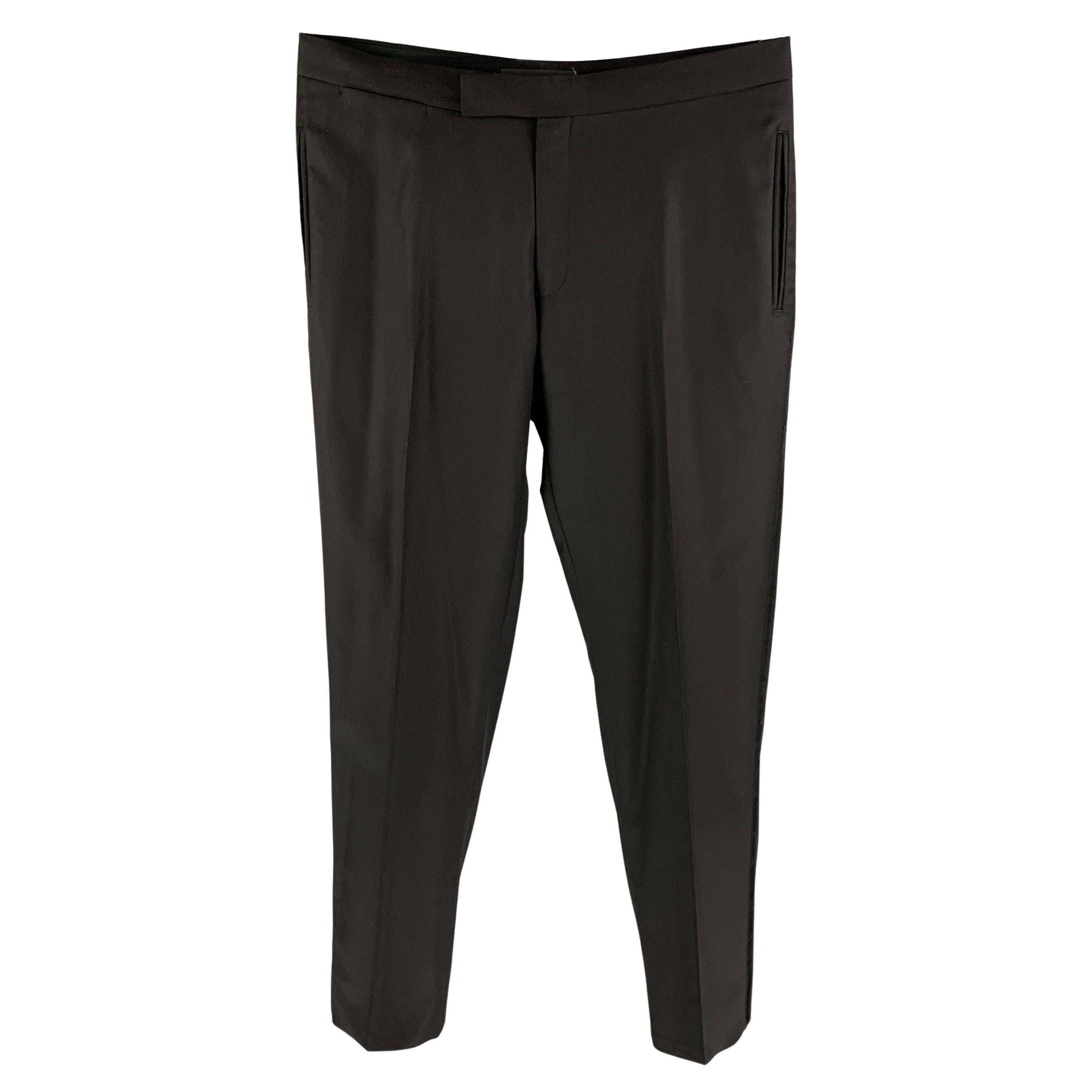 SUIT SUPPLY Size 36 Black Wool Tuxedo Dress Pants