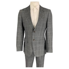 SUIT SUPPLY Size 38 Charcoal White Window Pane Linen Notch Lapel Suit