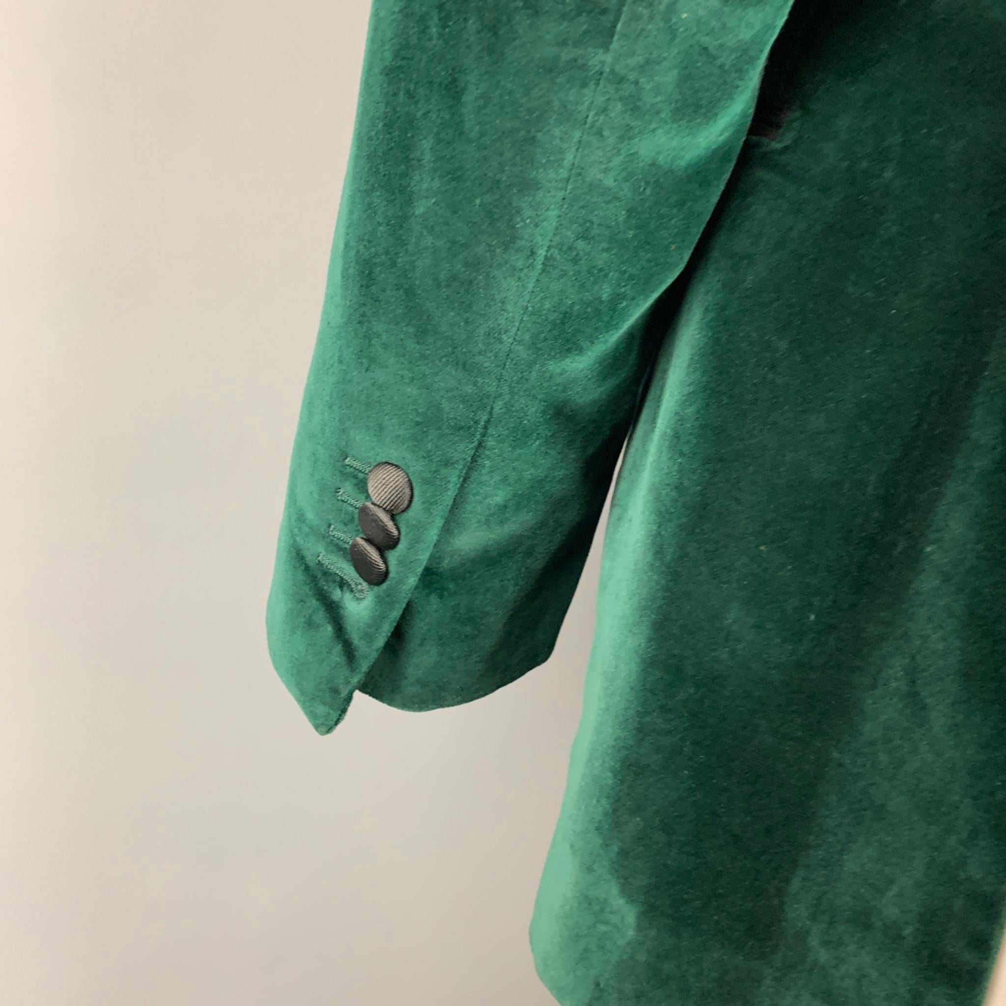 SUIT SUPPLY Größe 40 Grün & Schwarzer Samt Baumwolle Peak Lapel Sportmantel 1