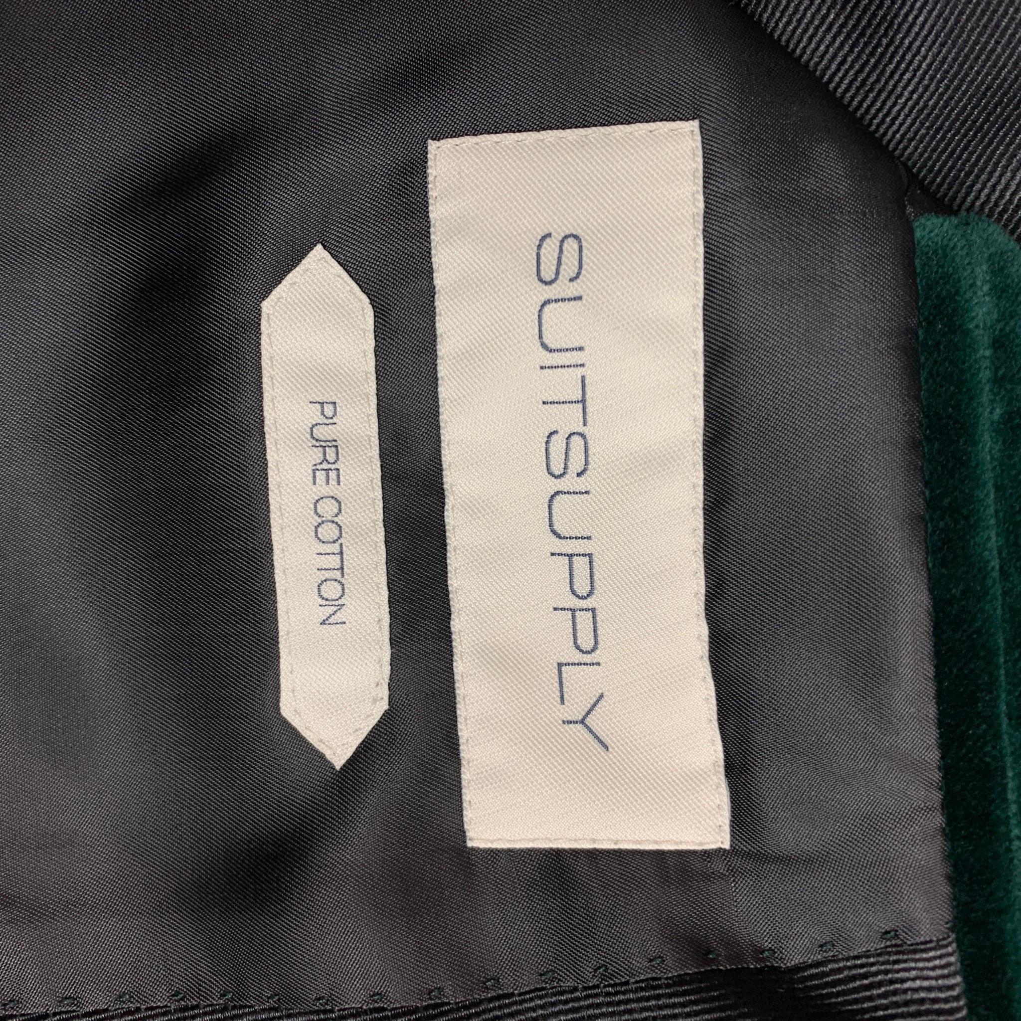 SUIT SUPPLY Größe 40 Grün & Schwarzer Samt Baumwolle Peak Lapel Sportmantel 4