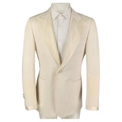 SUIT SUPPLY Size 40 Off White Cotton Linen Peak Lapel Sport Coat