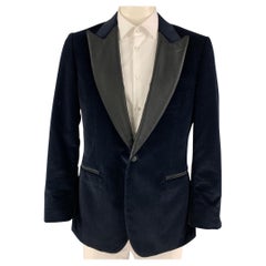 SUIT SUPPLY Size 44 Navy Black Cotton Velvet Peak Lapel Sport Coat