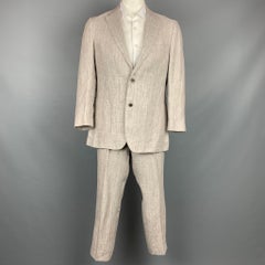 SUIT SUPPLY Size 44 Oatmeal Textured Linen Notch Lapel Suit