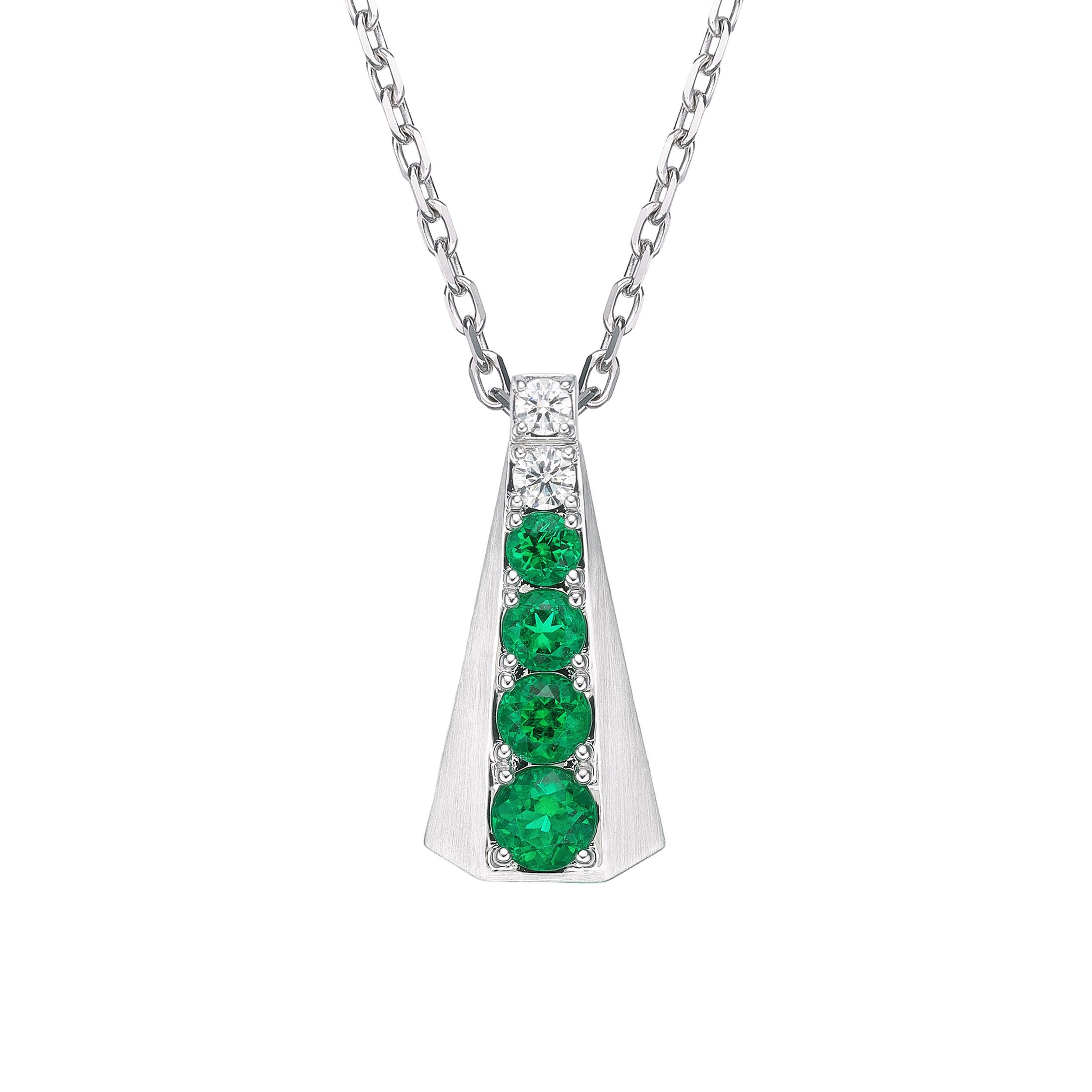 Suita Nahata 2,17ct. Smaragd-Anhänger in 18KWG mit weißem Diamant. (Zeitgenössisch) im Angebot