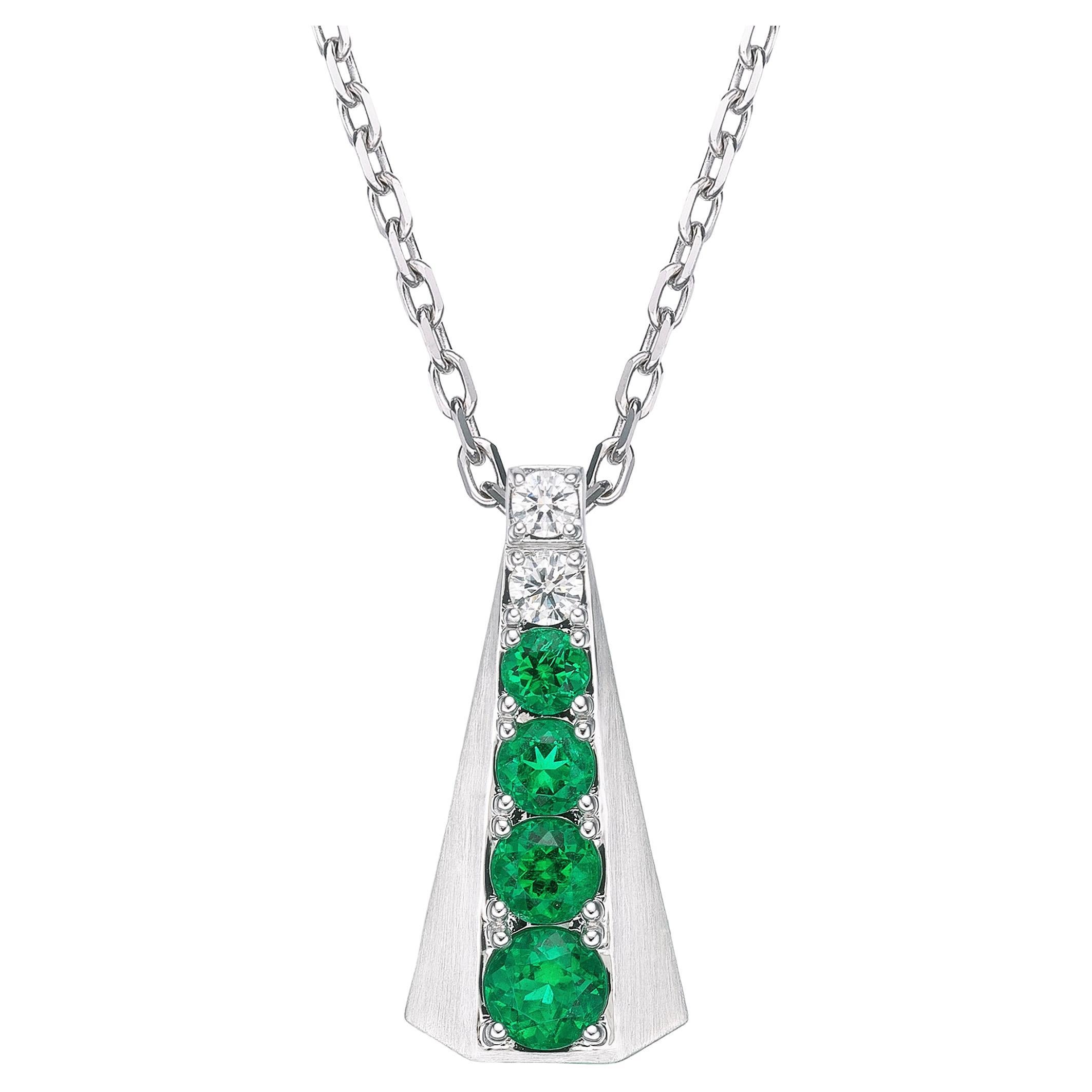 Suita Nahata 2,17ct. Ciondolo a forma di smeraldo in 18KWG con diamante bianco.