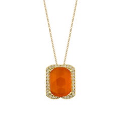 Suita Nahata Carnelian 5.88ct. Pendant in 14KYG with White Diamond.