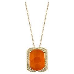Suita Nahata Carnelian 5.88ct. Pendant in 14KYG with White Diamond.
