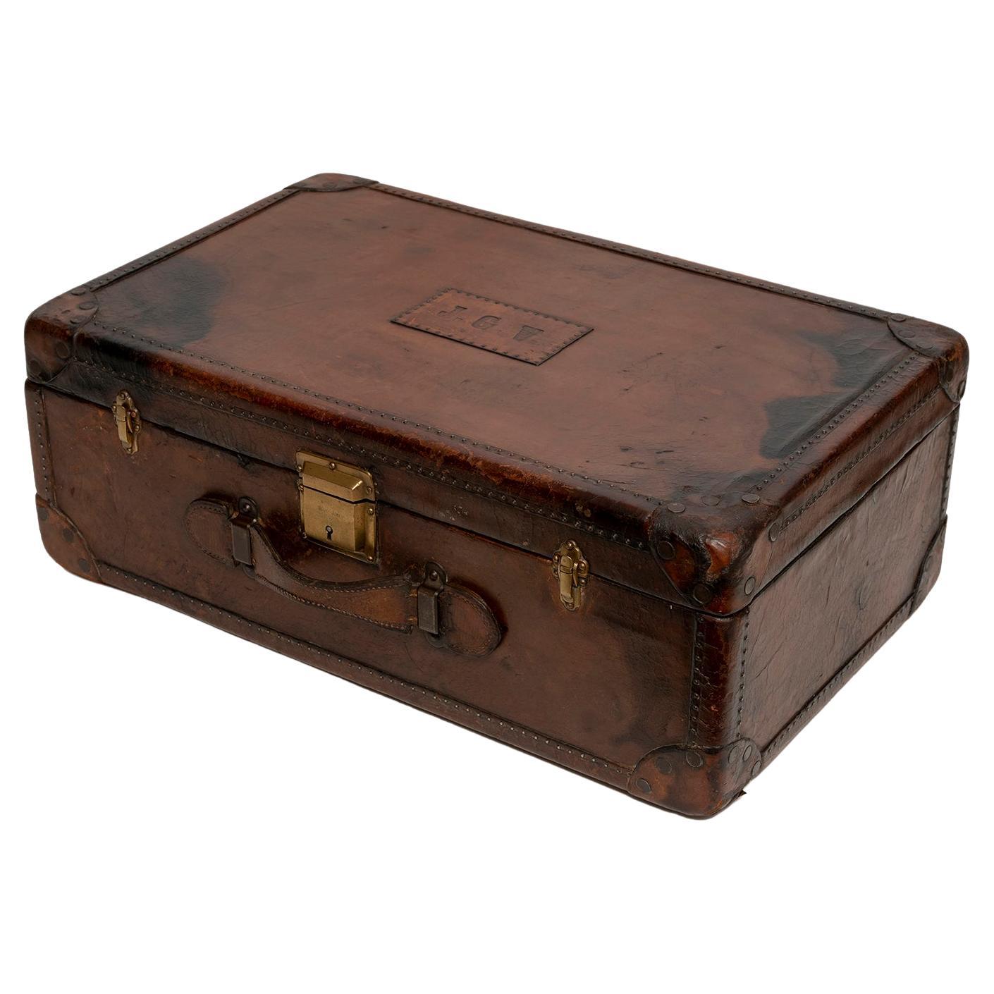 Suitcase Leather Gifted 1920 Ehofmann Dr John Vance Fitted Interior For Sale