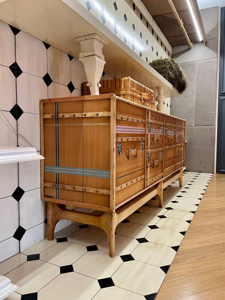 Wood Suitcase Sideboard, Four Doors, by Lola Glamour For Sale