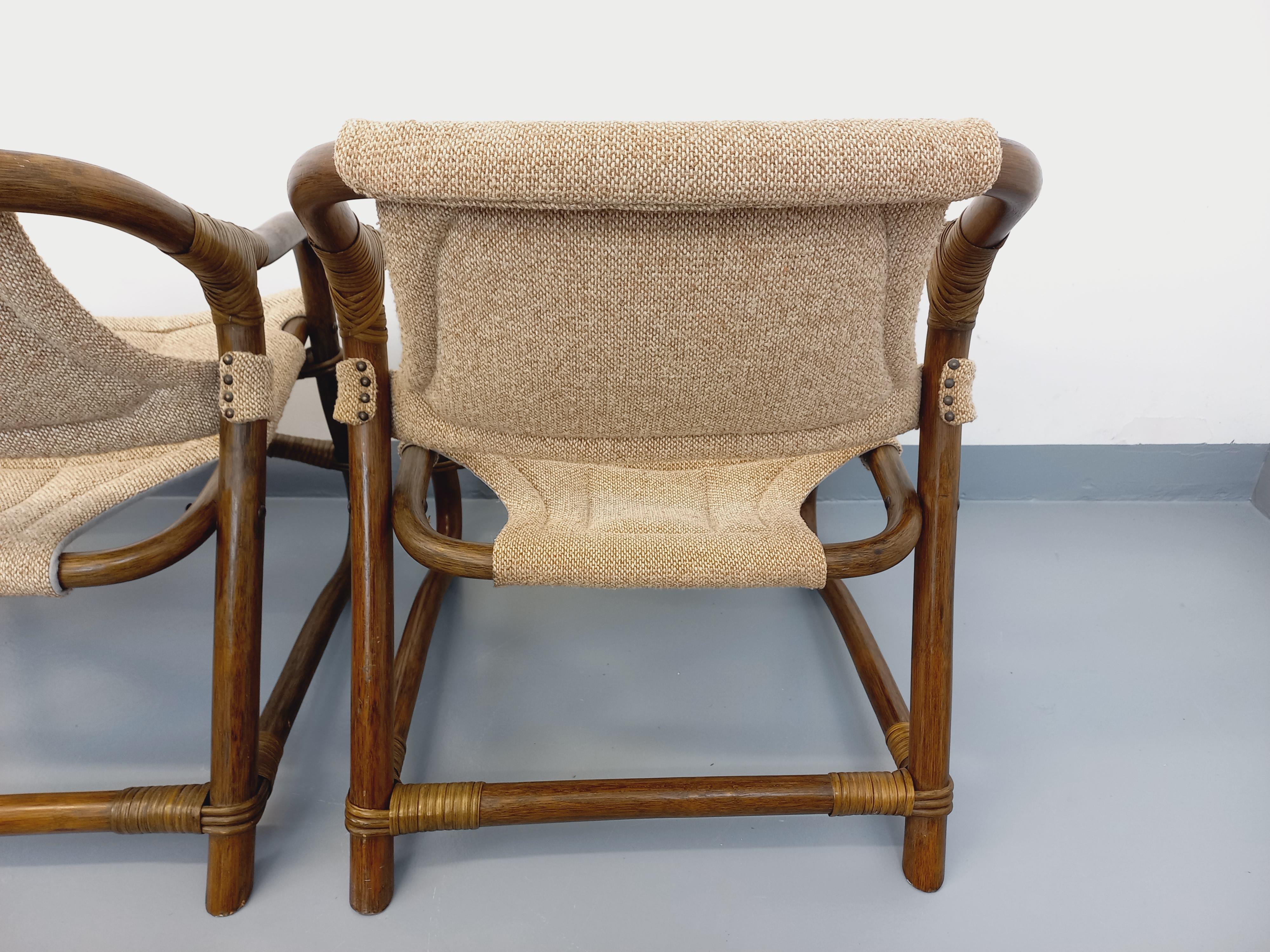 Suite de 3 fauteuils danois vintage esprit safari de Horsnæs Møbelfabrik rotin im Angebot 4