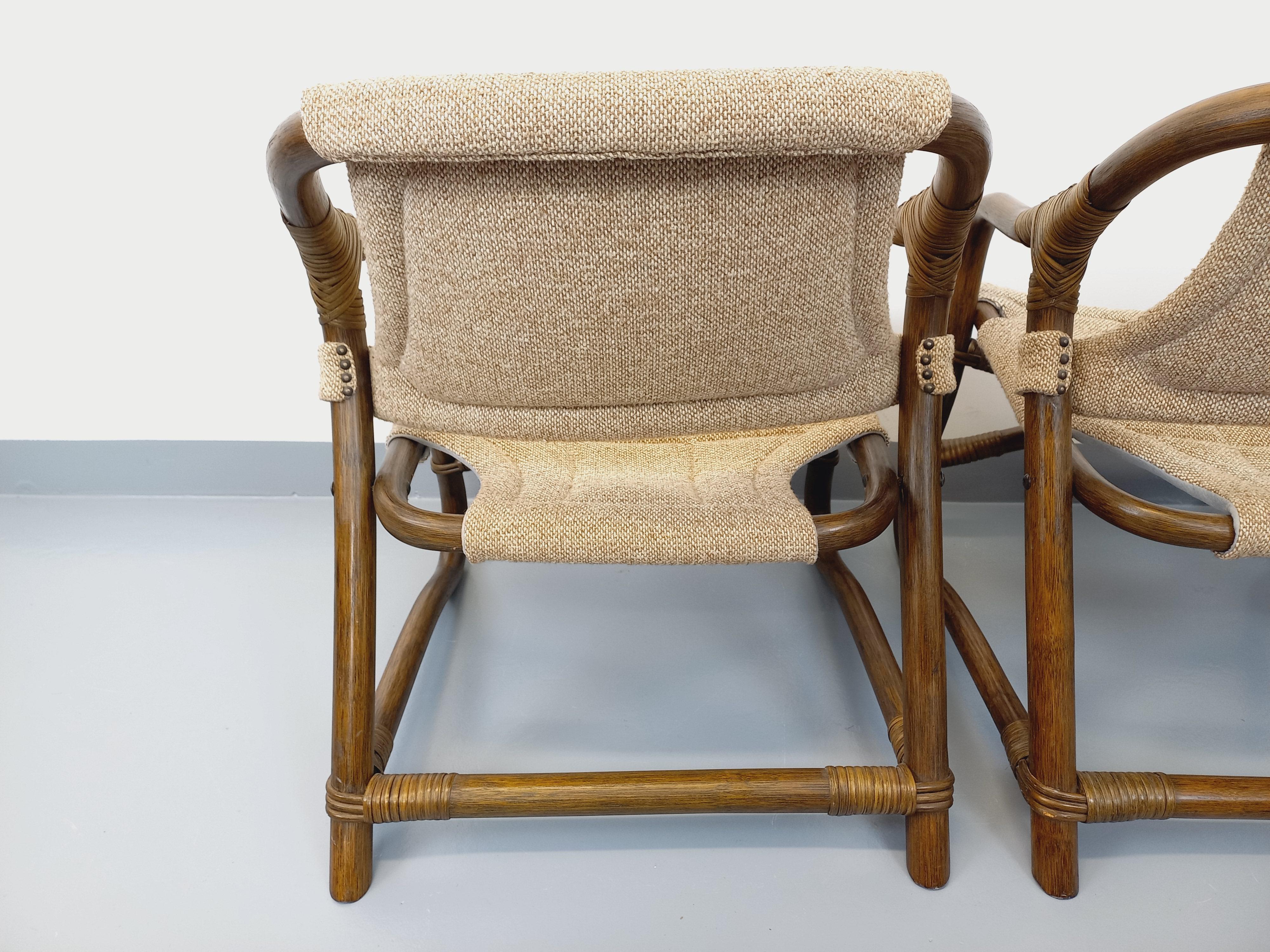 Suite de 3 fauteuils danois vintage esprit safari de Horsnæs Møbelfabrik rotin im Angebot 6