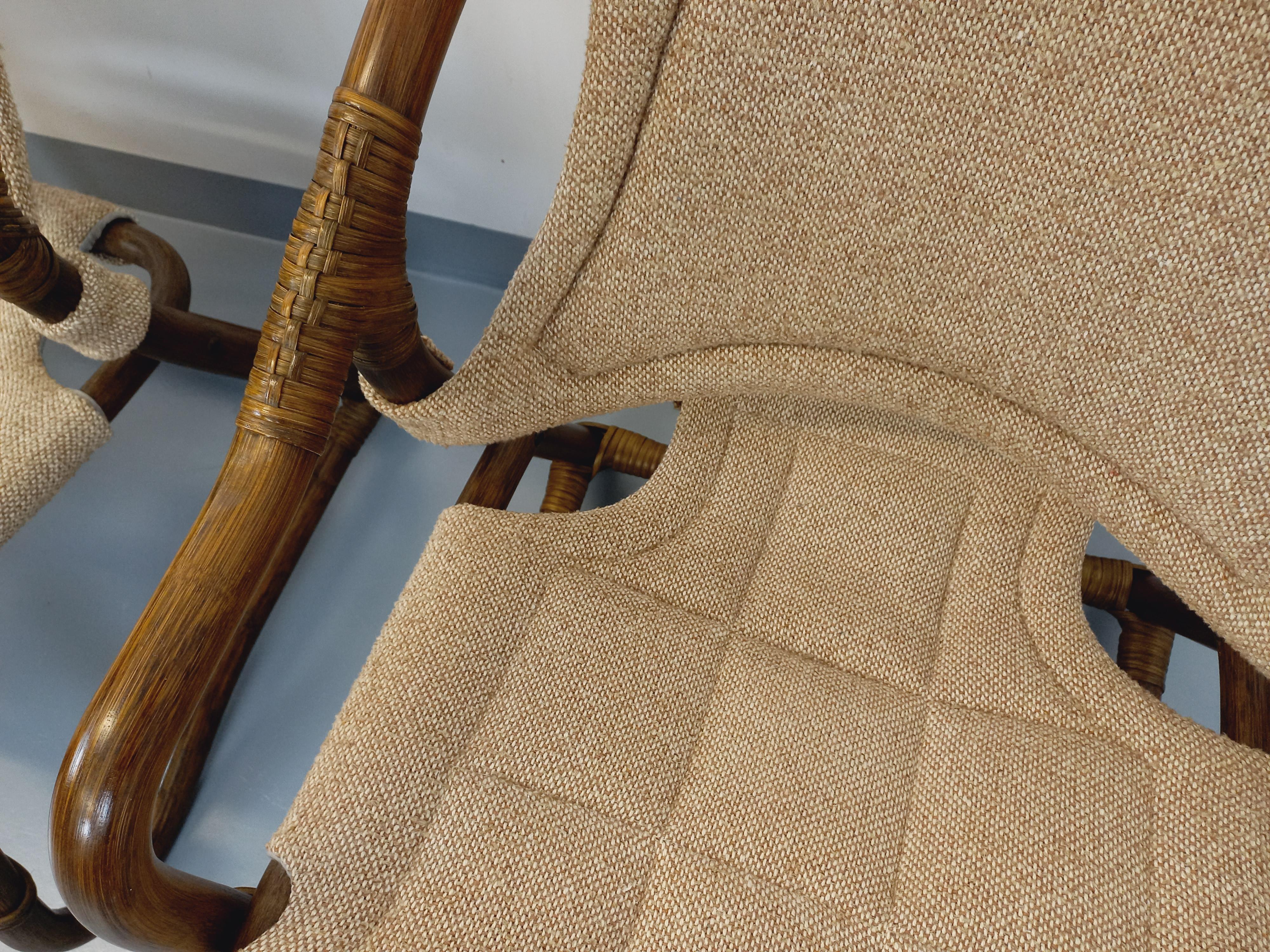 Suite de 3 fauteuils danois vintage esprit safari de Horsnæs Møbelfabrik rotin im Angebot 9