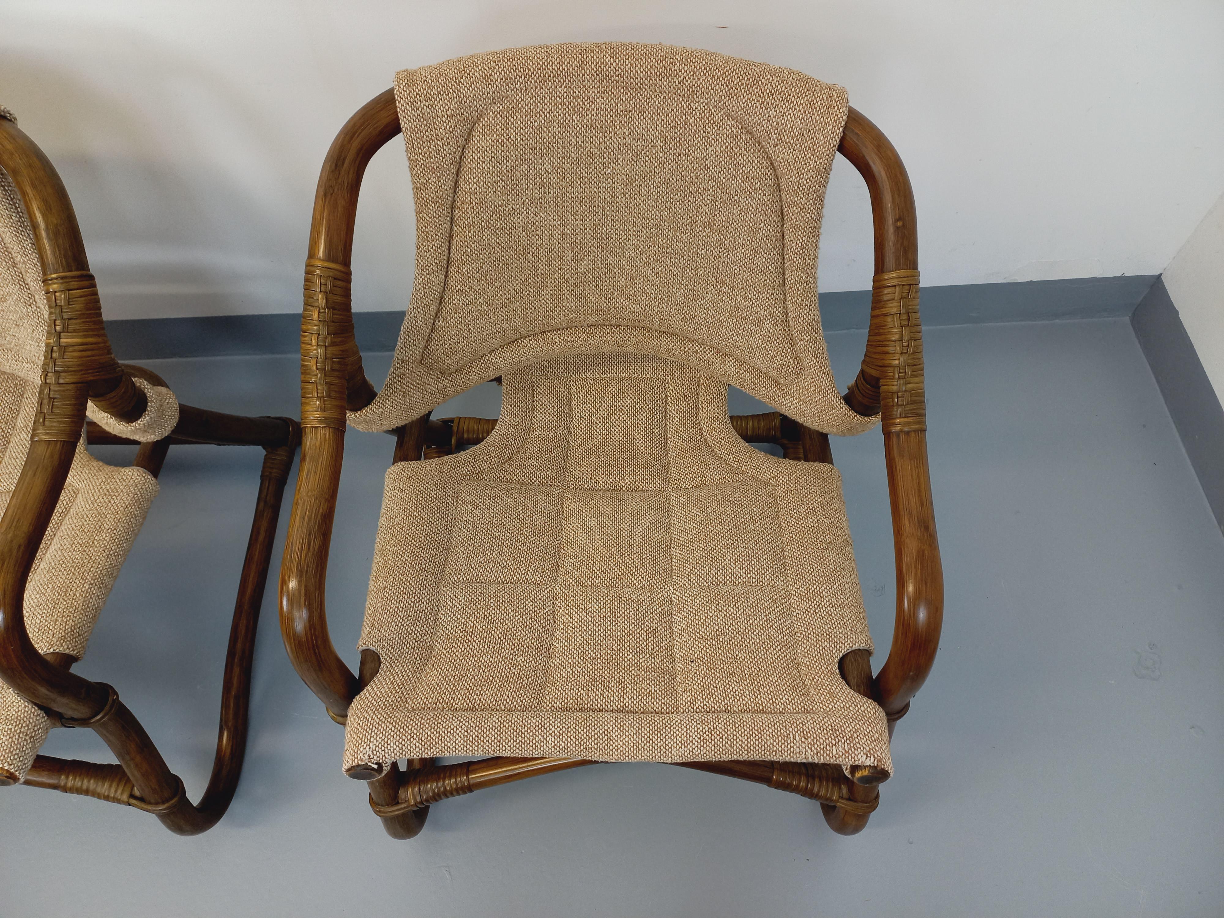 Suite de 3 fauteuils danois vintage esprit safari de Horsnæs Møbelfabrik rotin im Angebot 10