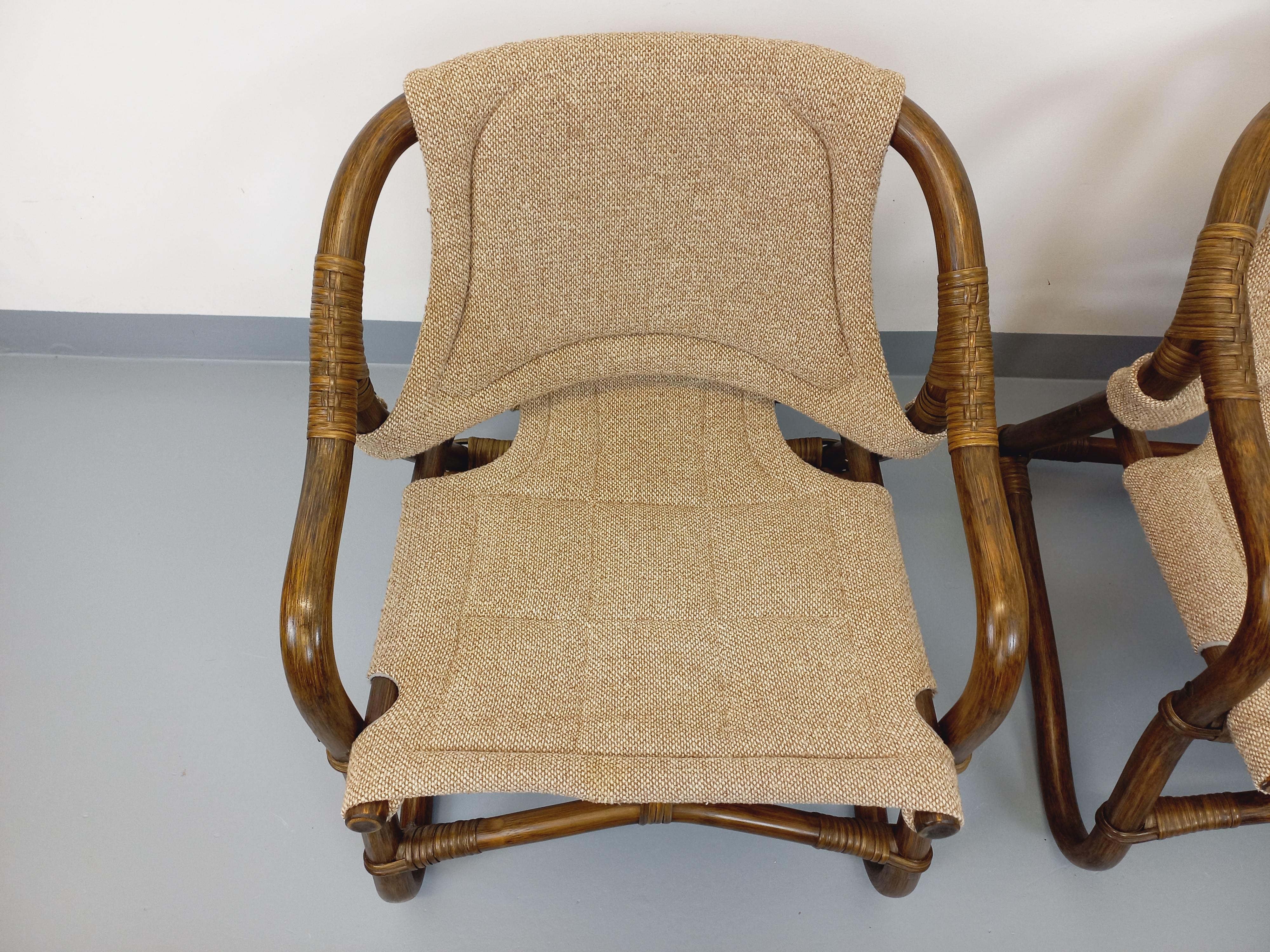 Suite de 3 fauteuils danois vintage esprit safari de Horsnæs Møbelfabrik rotin im Angebot 12