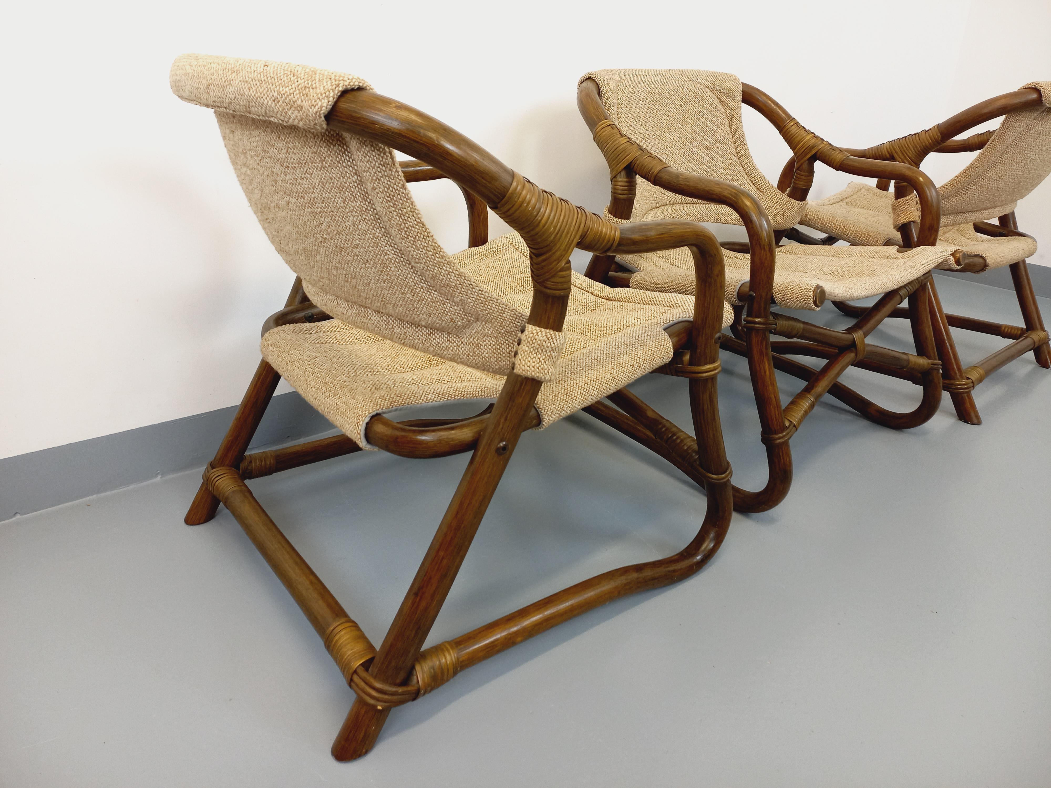 Suite de 3 fauteuils danois vintage esprit safari de Horsnæs Møbelfabrik rotin (Skandinavisch) im Angebot