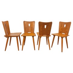Suite von 4 brutalistischen Vintage-Liegen aus Holz aus den 60er Jahren