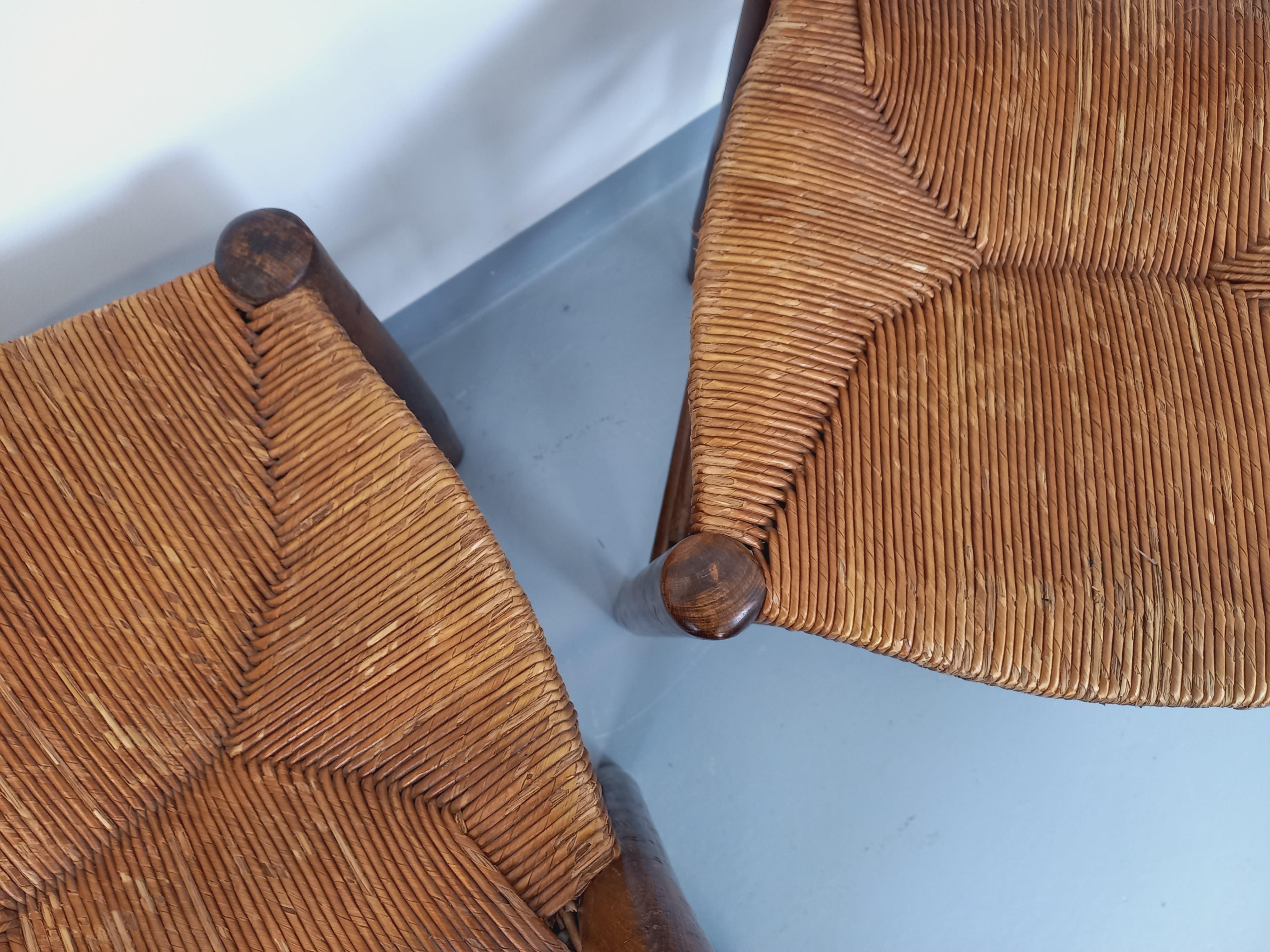 Sac à Main Vintage Années 60/70 En Cuir Et Paille Marron - Ancien, Très Bon état - Fermeture Bouton Pression