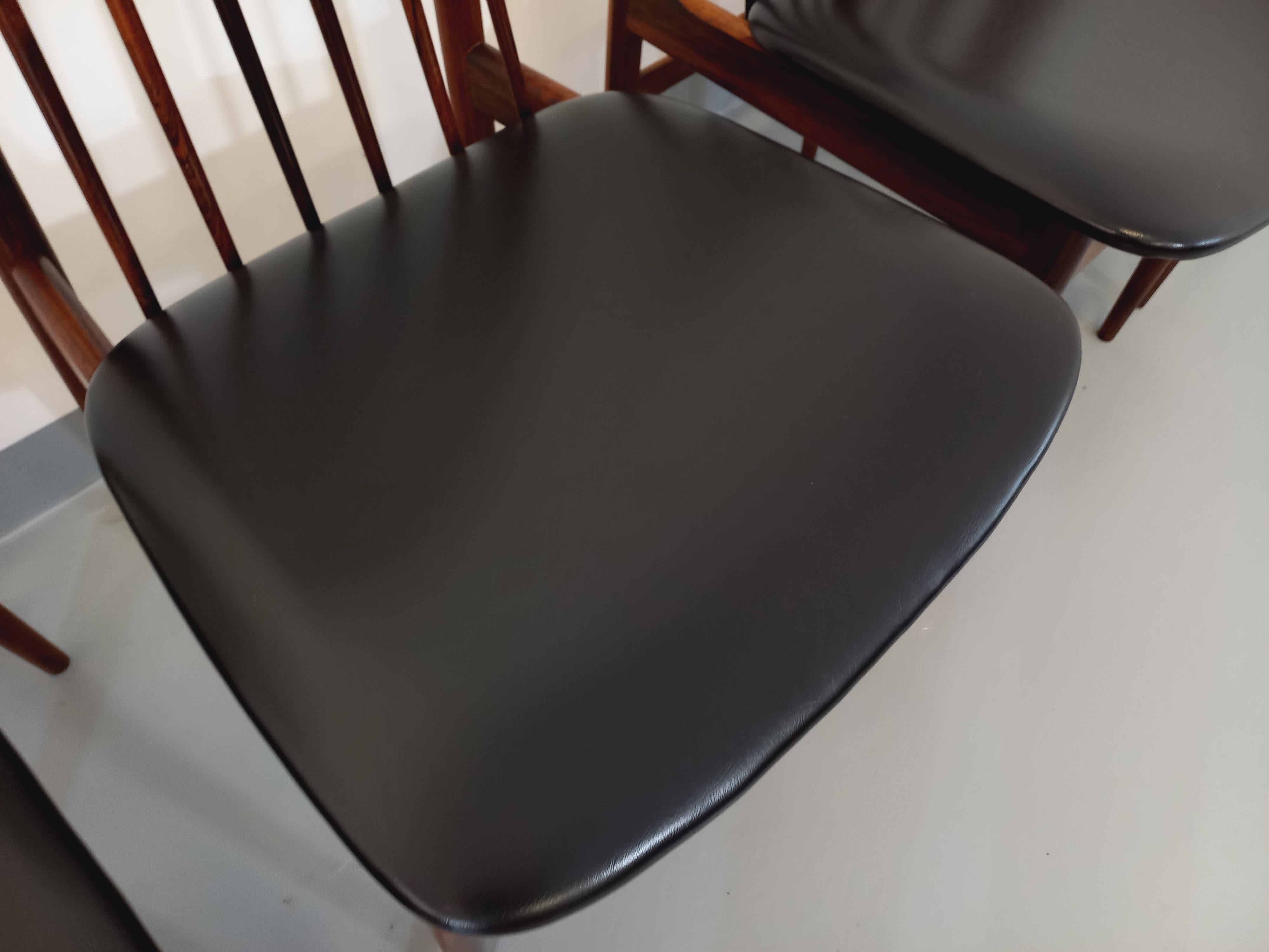 Suite di 4 sedie a sdraio stile vintage scandinavo palissandre Ernst Martin Dettinger in vendita 5