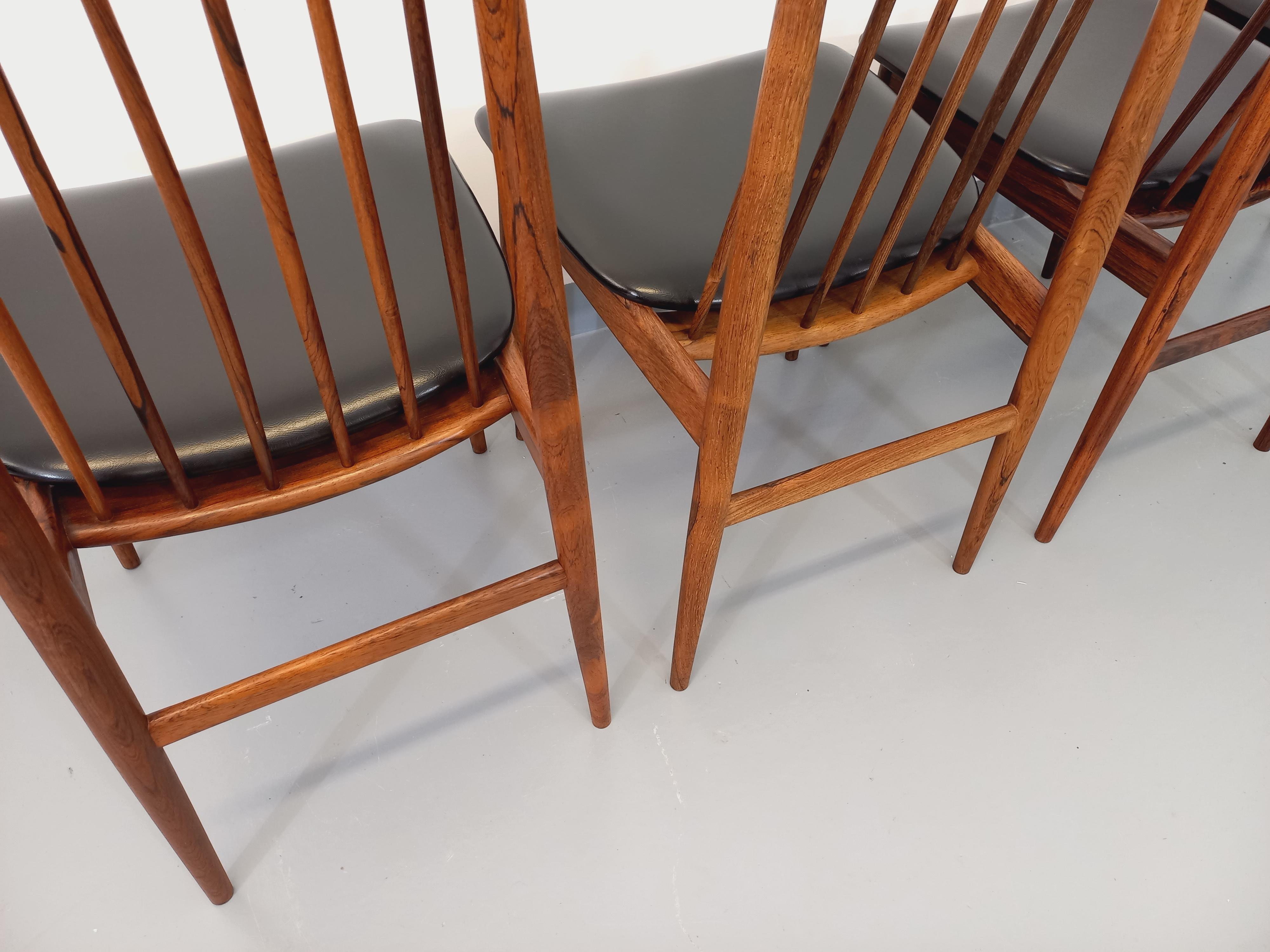 Suite di 4 sedie a sdraio stile vintage scandinavo palissandre Ernst Martin Dettinger in vendita 8
