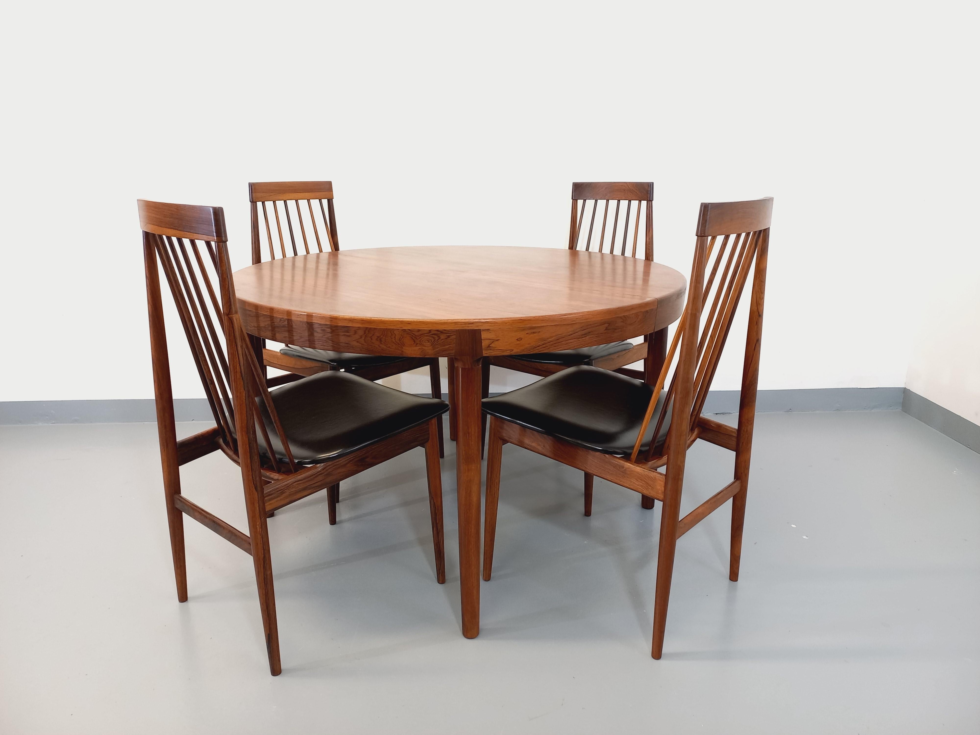 Suite di 4 sedie a sdraio stile vintage scandinavo palissandre Ernst Martin Dettinger in vendita 11