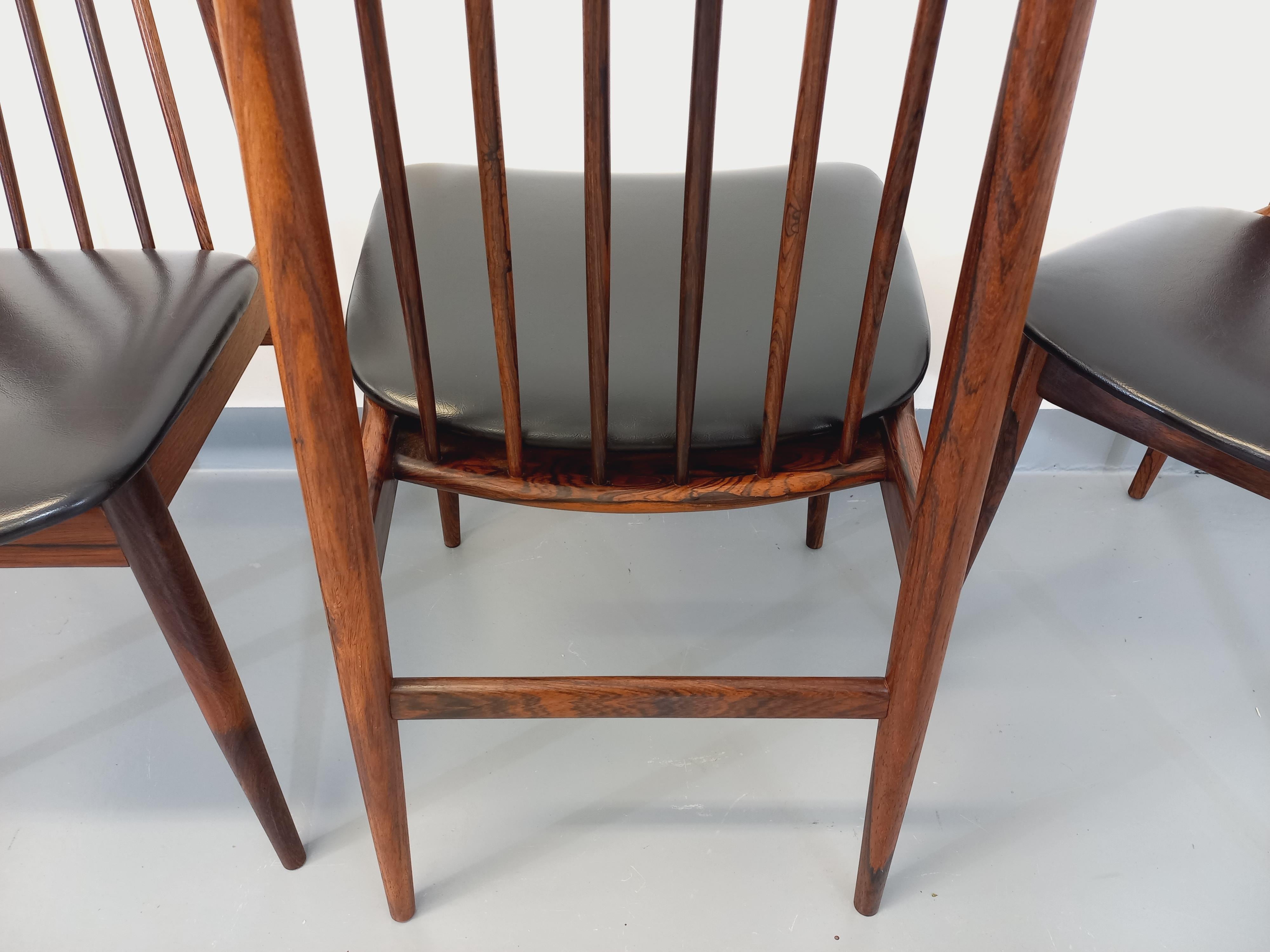 Suite di 4 sedie a sdraio stile vintage scandinavo palissandre Ernst Martin Dettinger in vendita 12