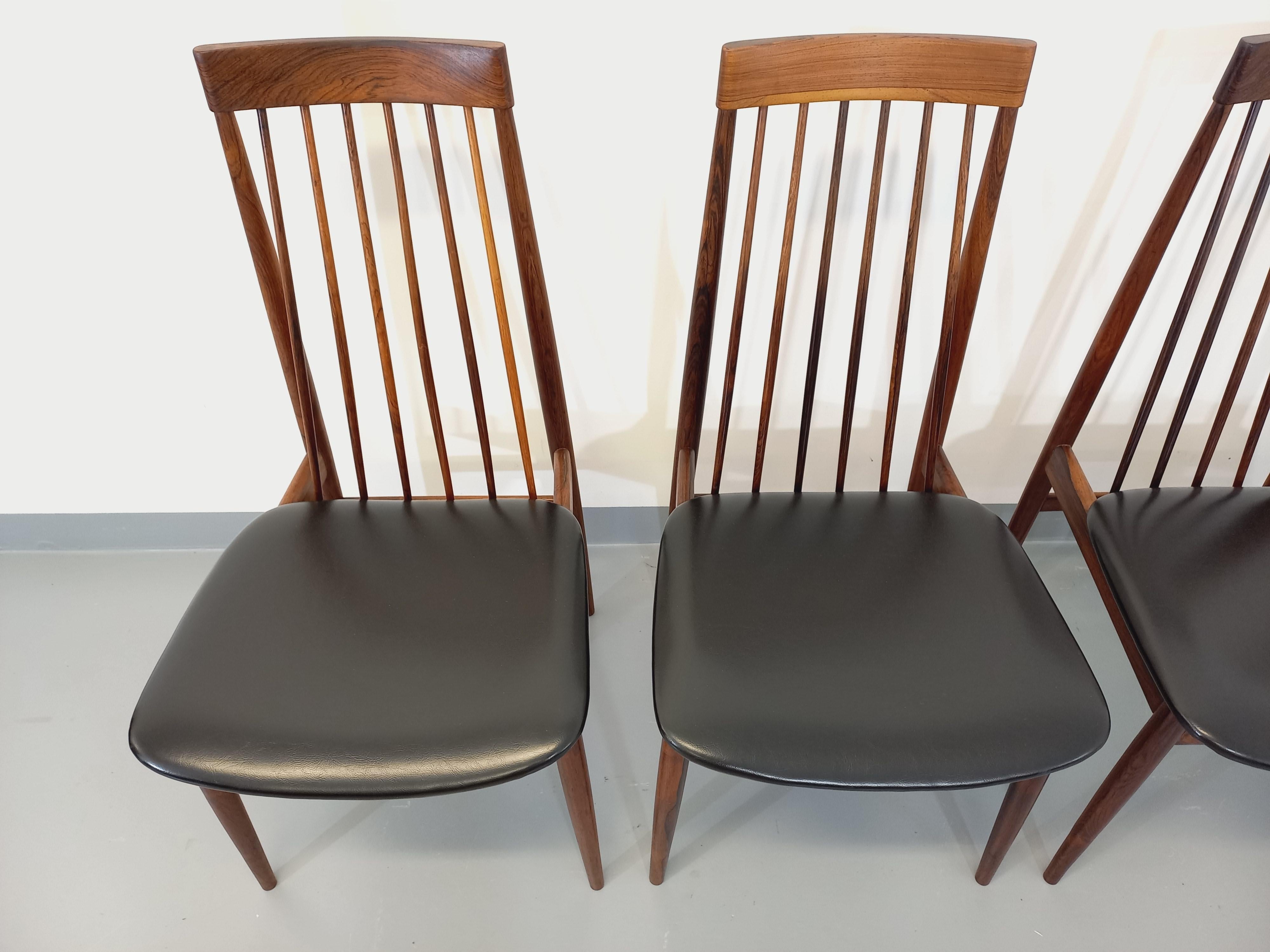Suite di 4 sedie a sdraio stile vintage scandinavo palissandre Ernst Martin Dettinger in vendita 13