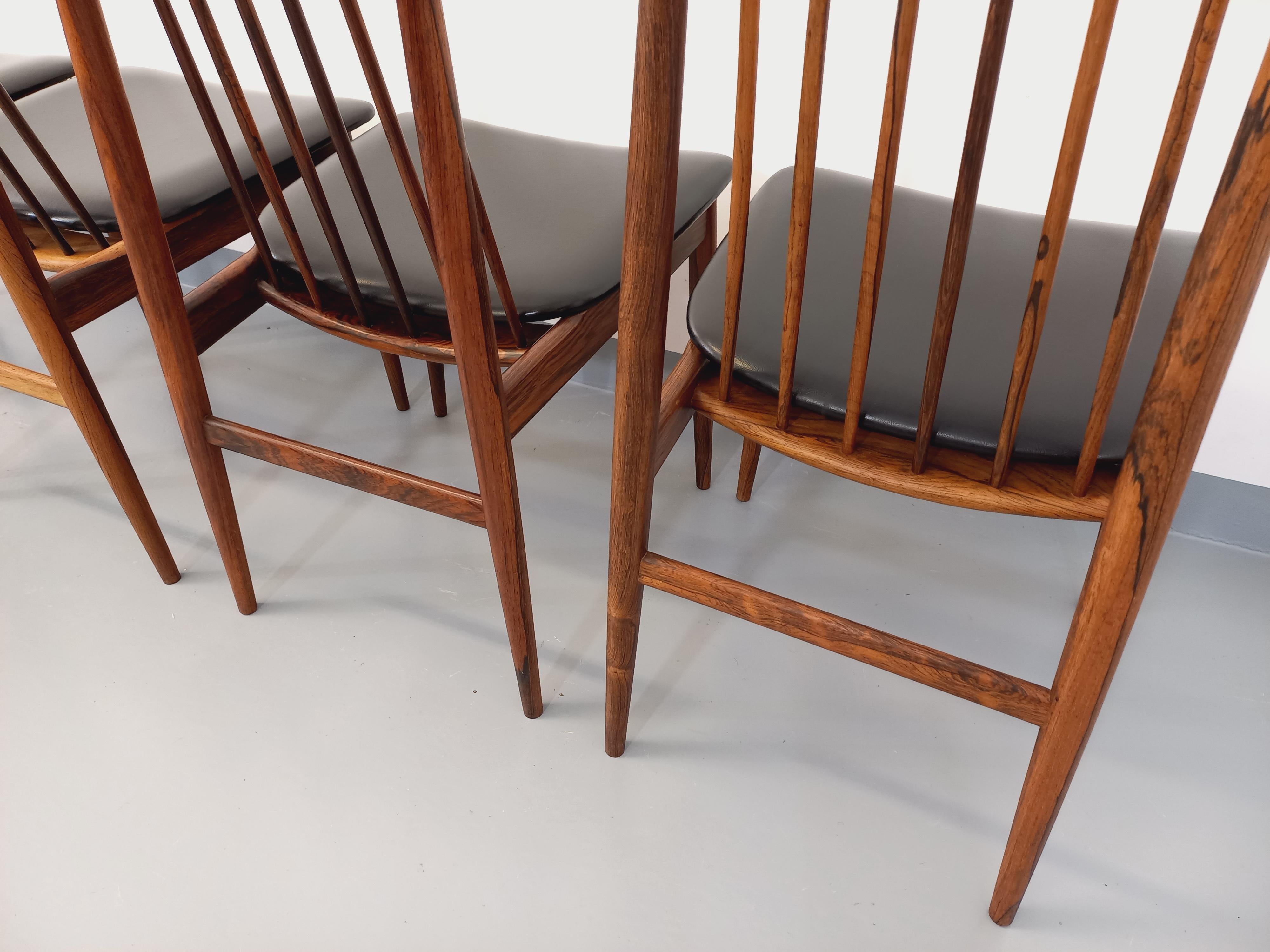 Suite di 4 sedie a sdraio stile vintage scandinavo palissandre Ernst Martin Dettinger in vendita 1