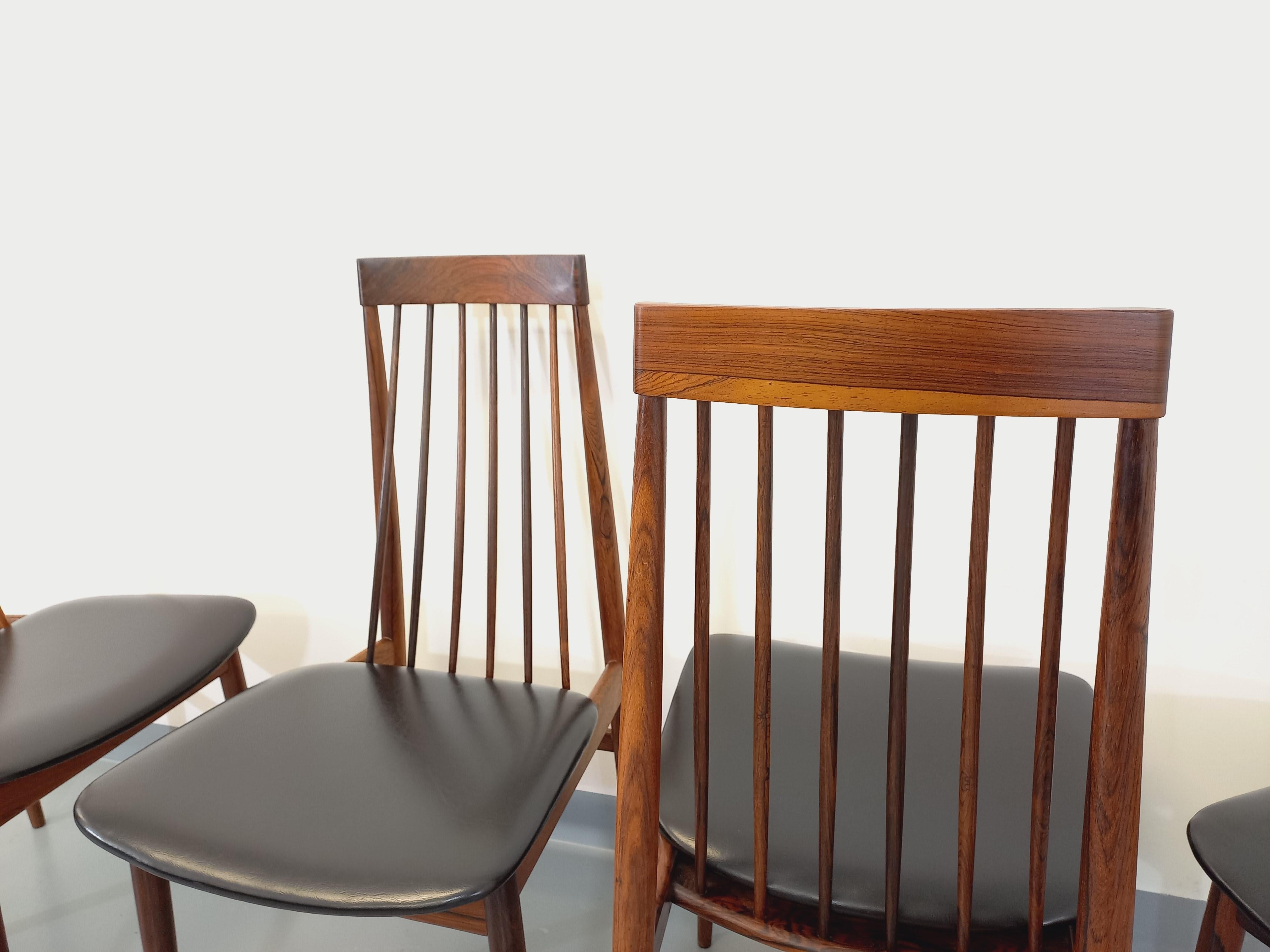Suite di 4 sedie a sdraio stile vintage scandinavo palissandre Ernst Martin Dettinger in vendita 2