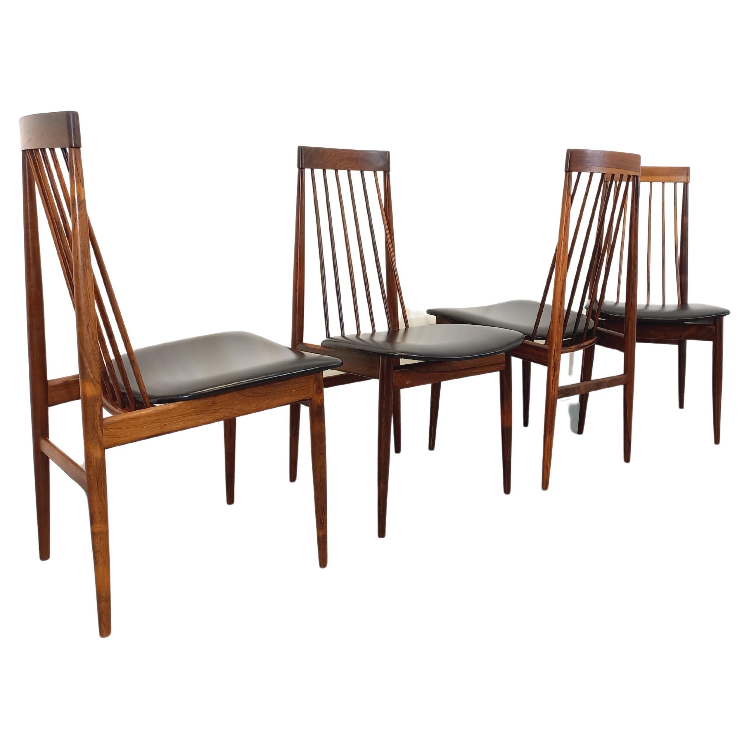 Suite de 4 chaises vintage style scandinave palissandre Ernst Martin Dettinger