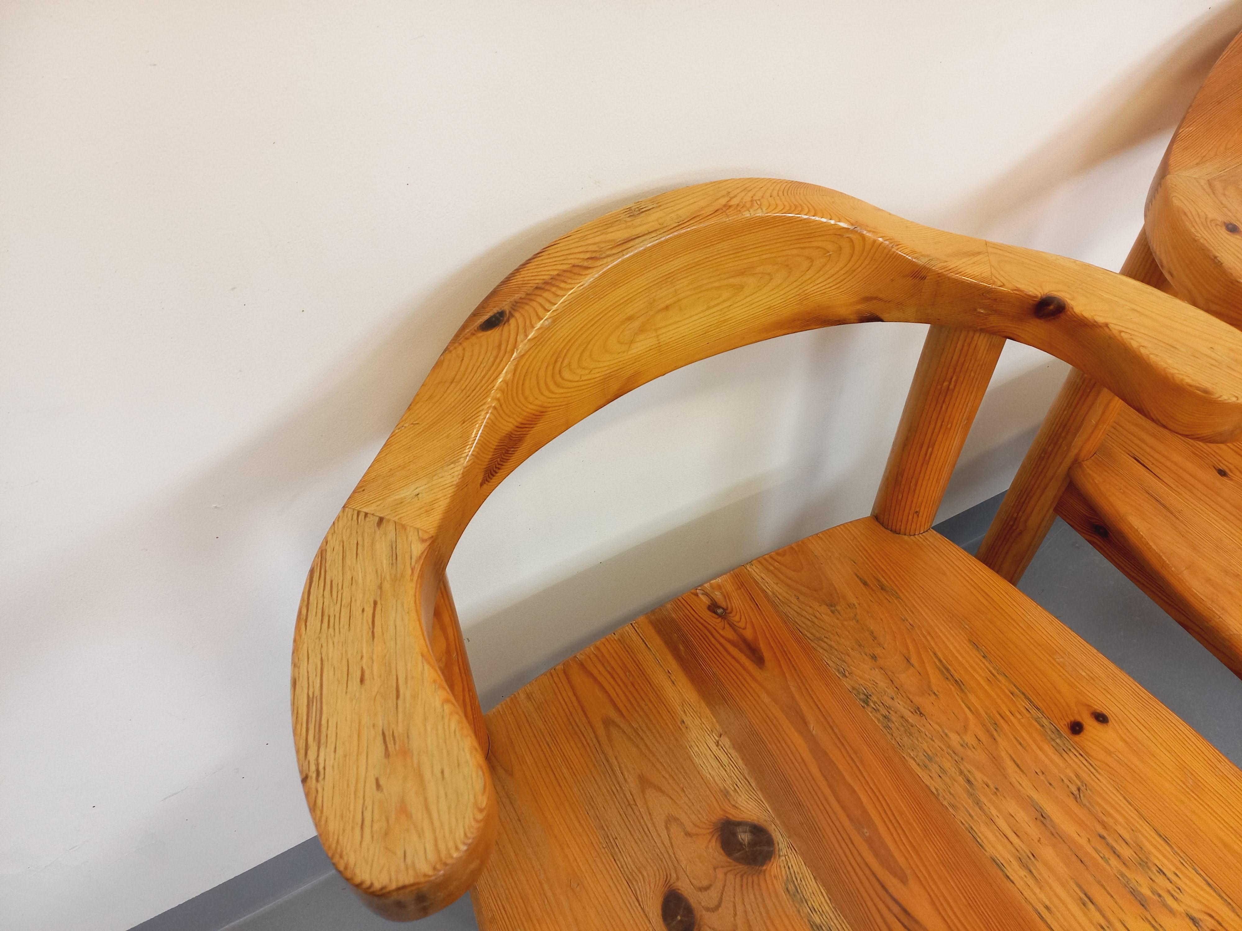 Suite de 4 fauteuils style Rainer Daumiller en pin des années 60 70 en venta 6