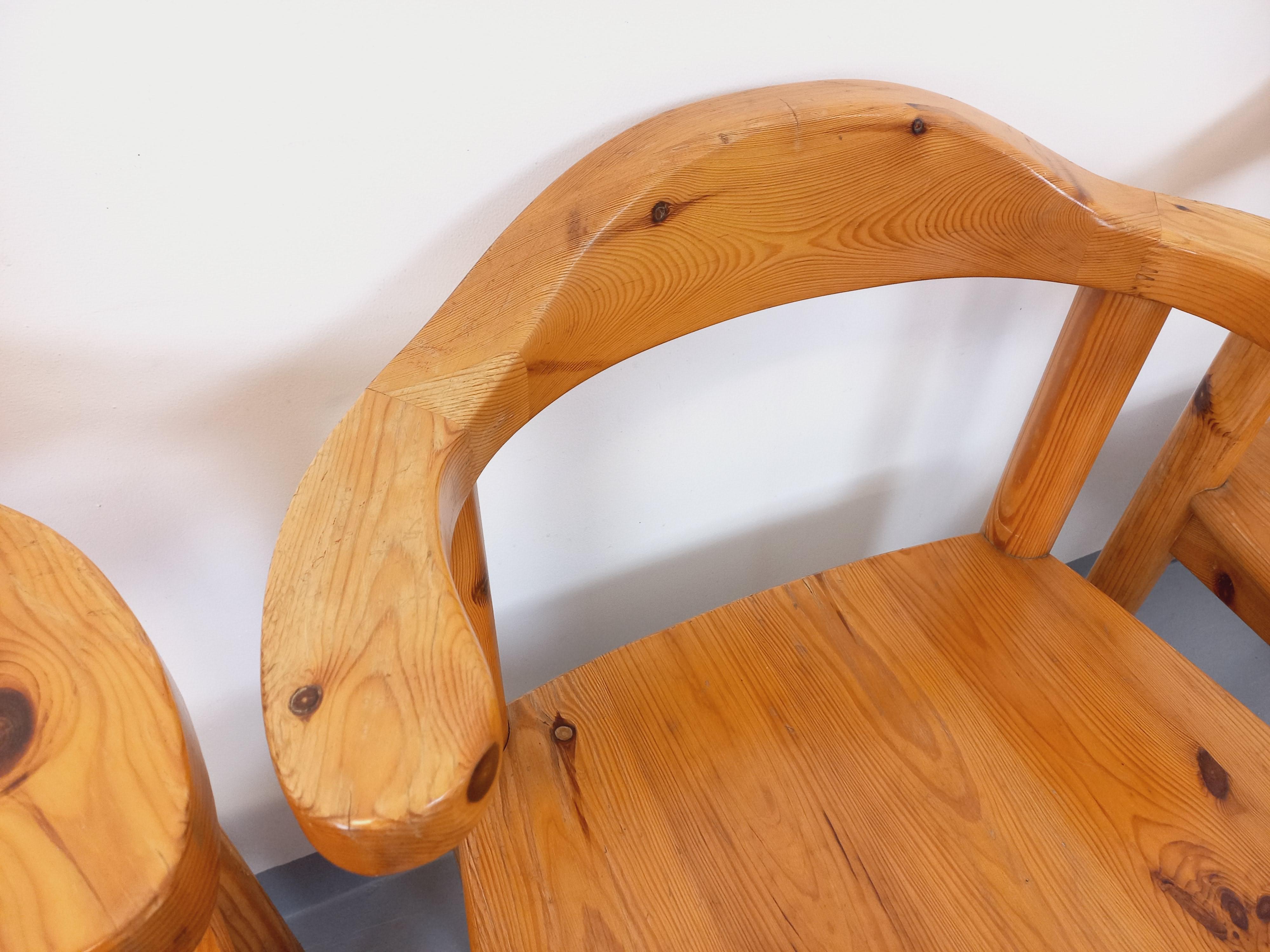 Suite de 4 fauteuils style Rainer Daumiller en pin des années 60 70 en venta 10
