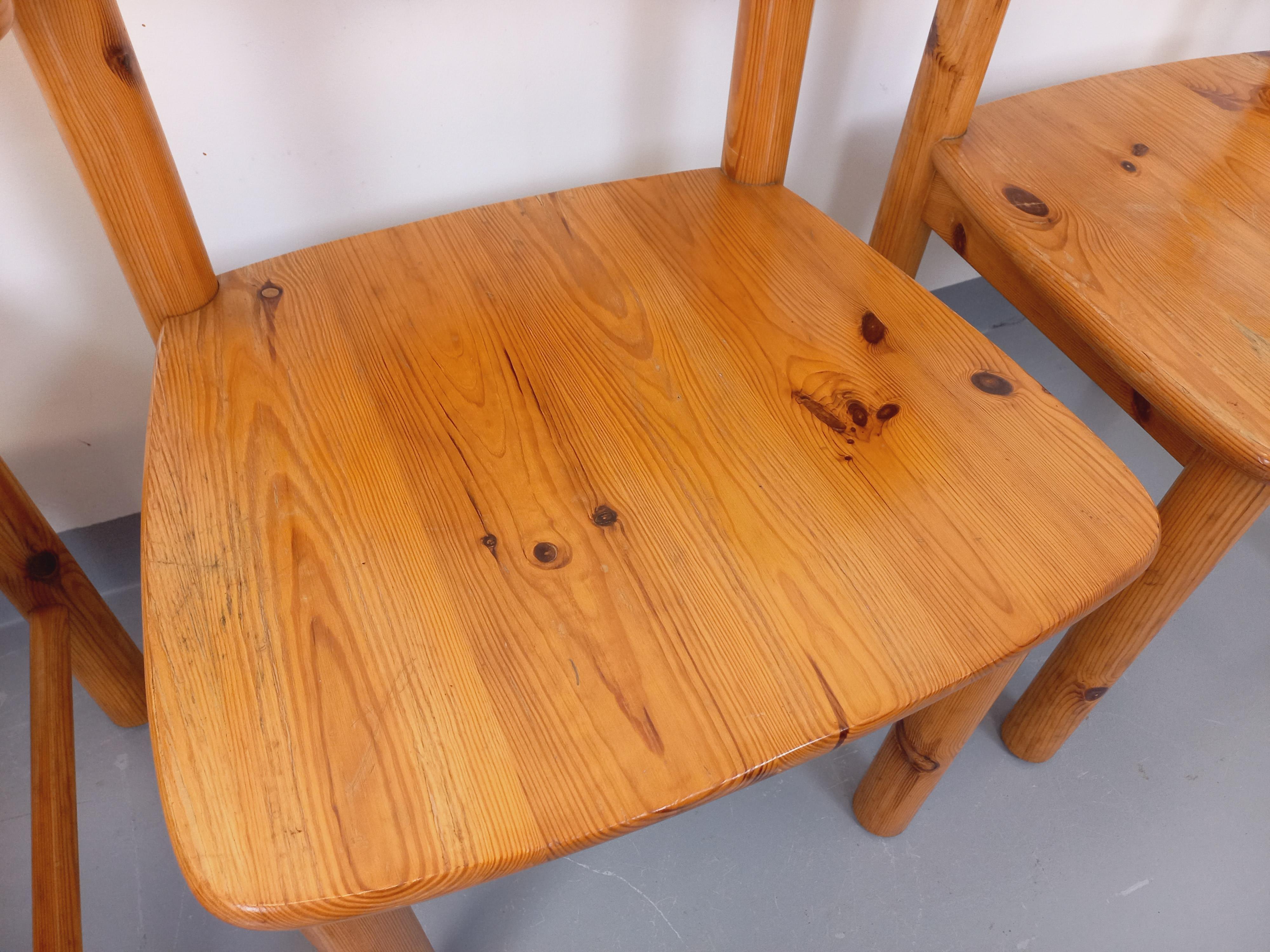 Suite de 4 fauteuils style Rainer Daumiller en pin des années 60 70 en venta 11