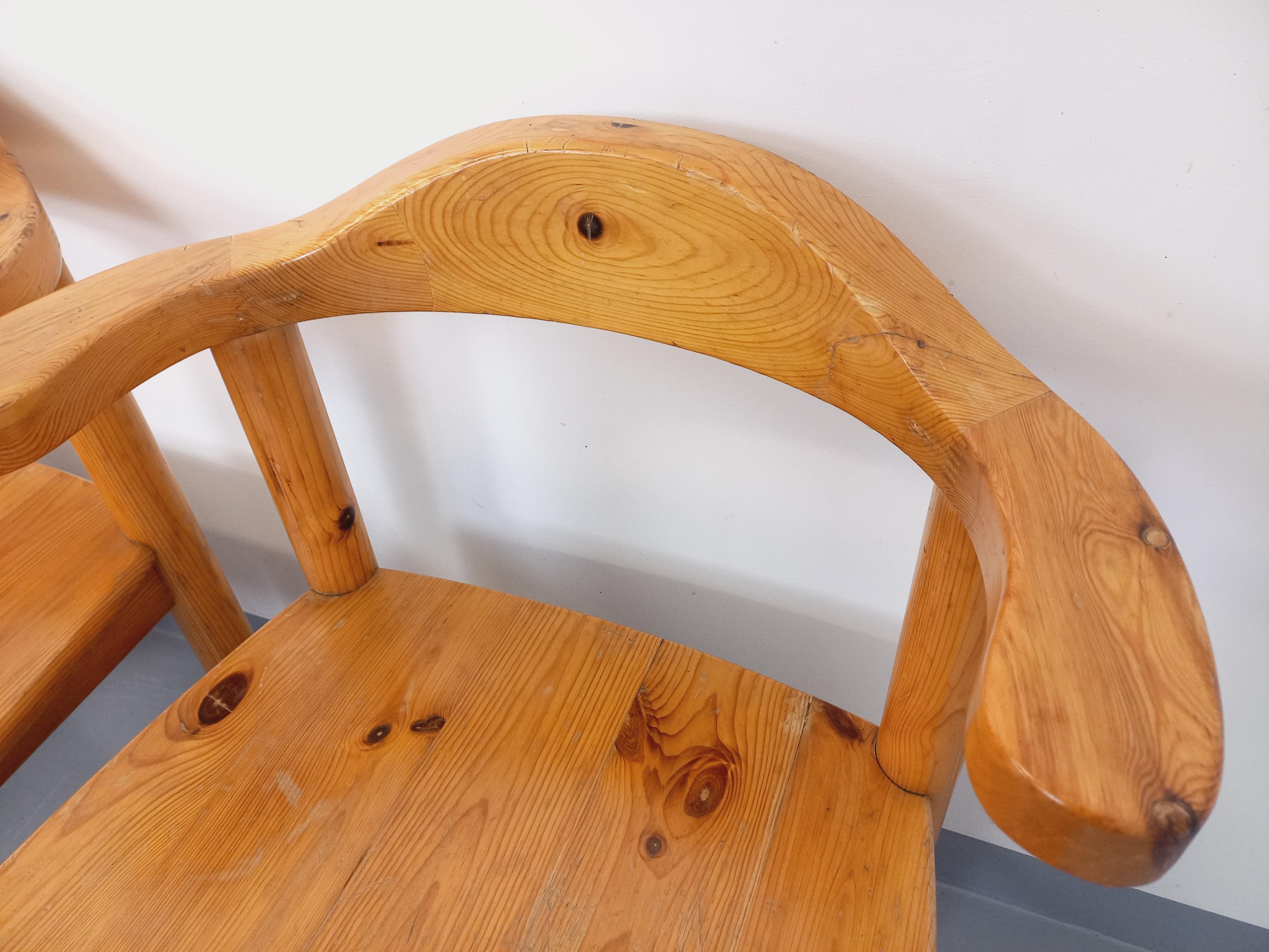 Suite de 4 fauteuils style Rainer Daumiller en pin des années 60 70 en venta 13