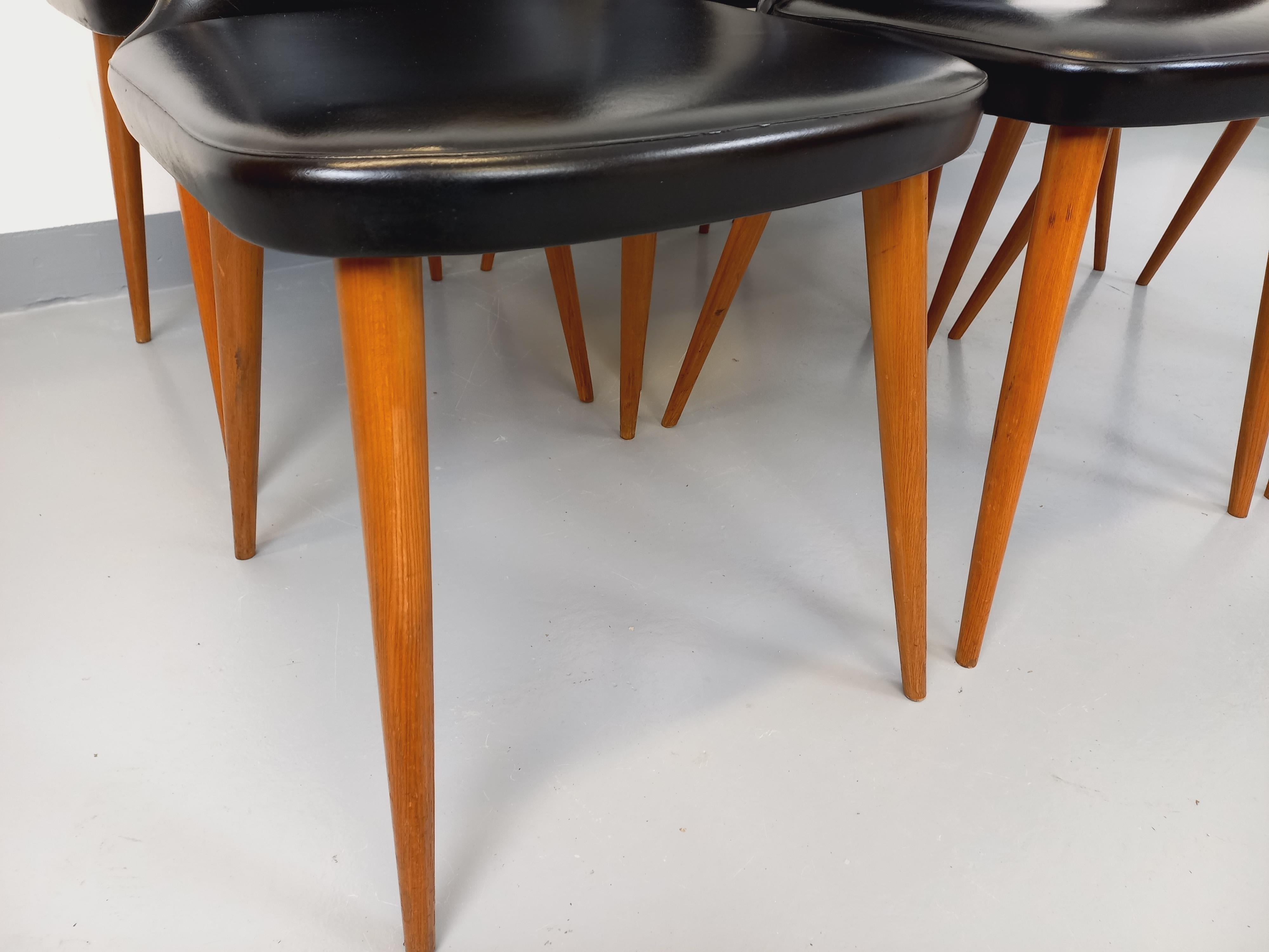 Legno Suite di 6 sedie Baumann Essor vintage in bois de hêtre e skai degli anni '60 in vendita
