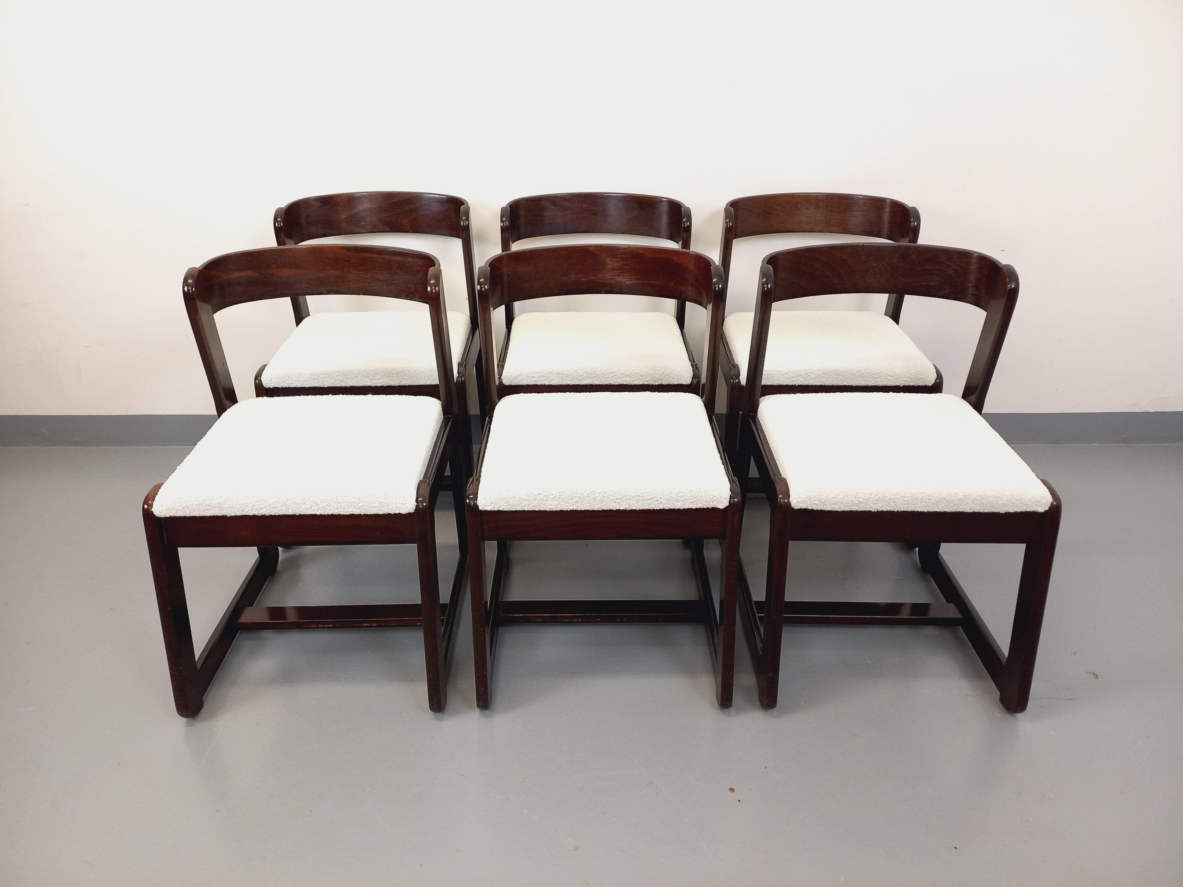 Suite de 6 chaises italiennes traîneau vintage de Willy Rizzo pour Mario Sabot en vente 5