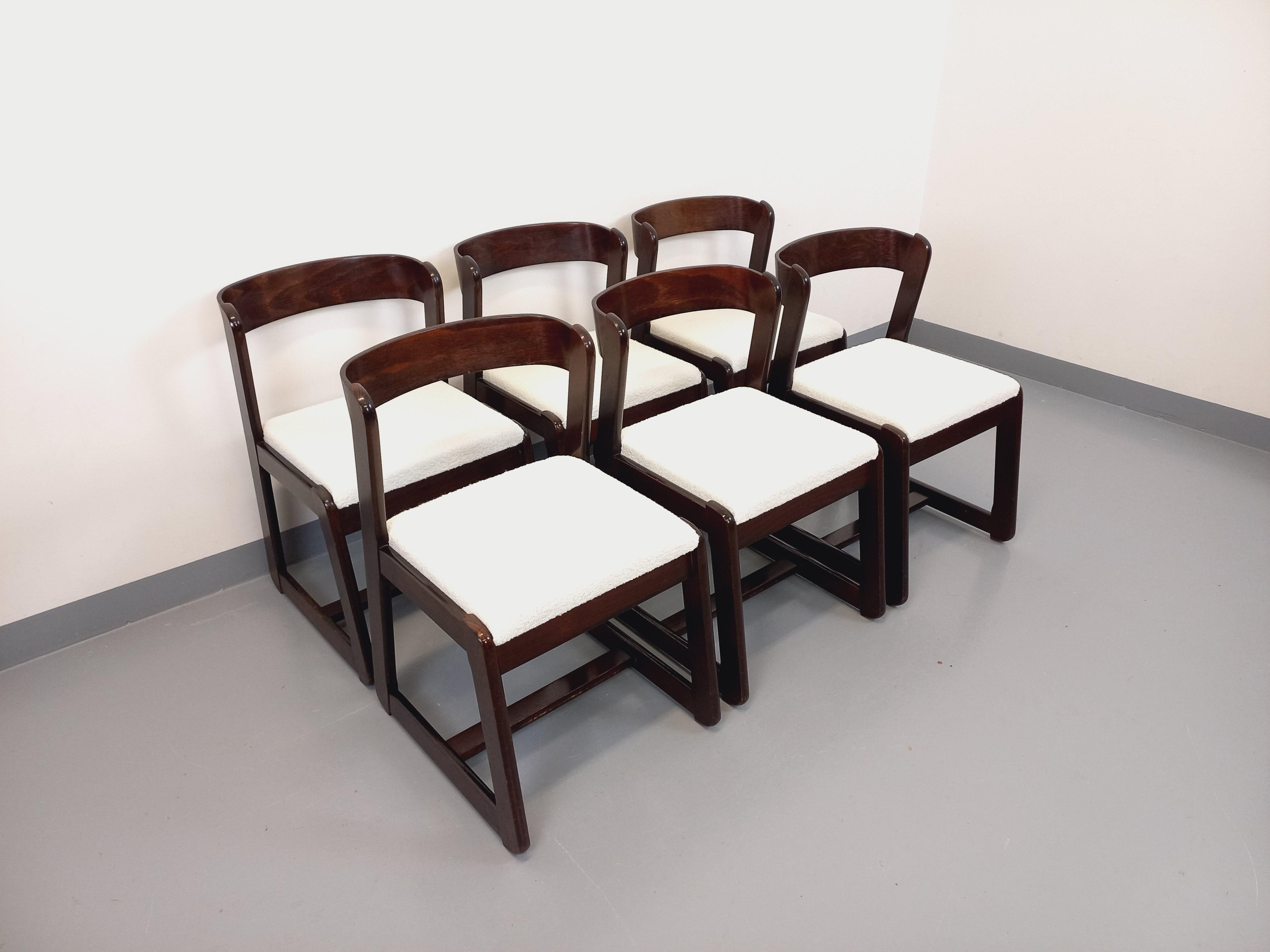 Suite de 6 chaises italiennes traîneau vintage de Willy Rizzo pour Mario Sabot en vente 6