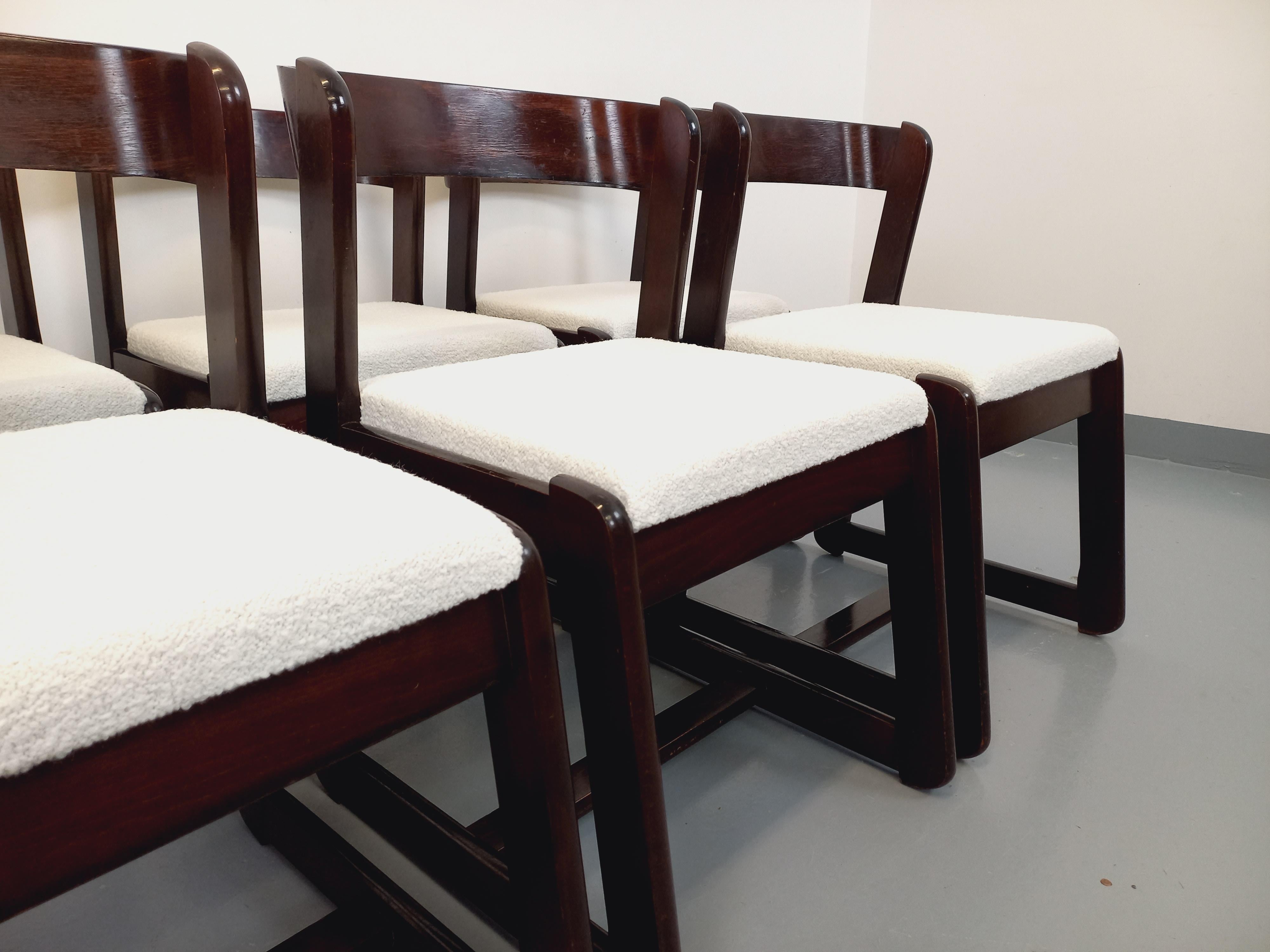 Suite de 6 chaises italiennes traîneau vintage de Willy Rizzo pour Mario Sabot en vente 2