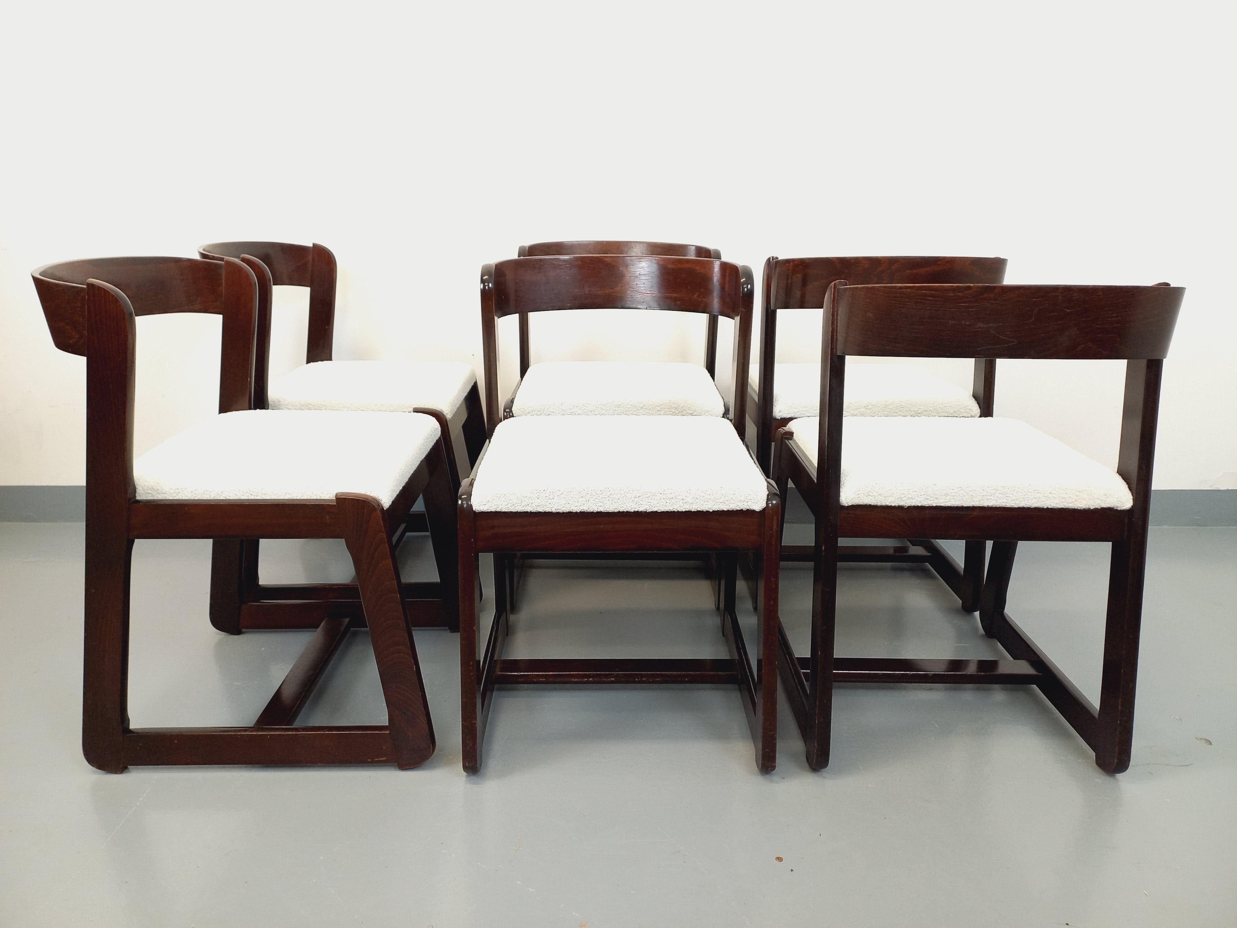 Suite de 6 chaises italiennes traîneau vintage de Willy Rizzo pour Mario Sabot en vente 3