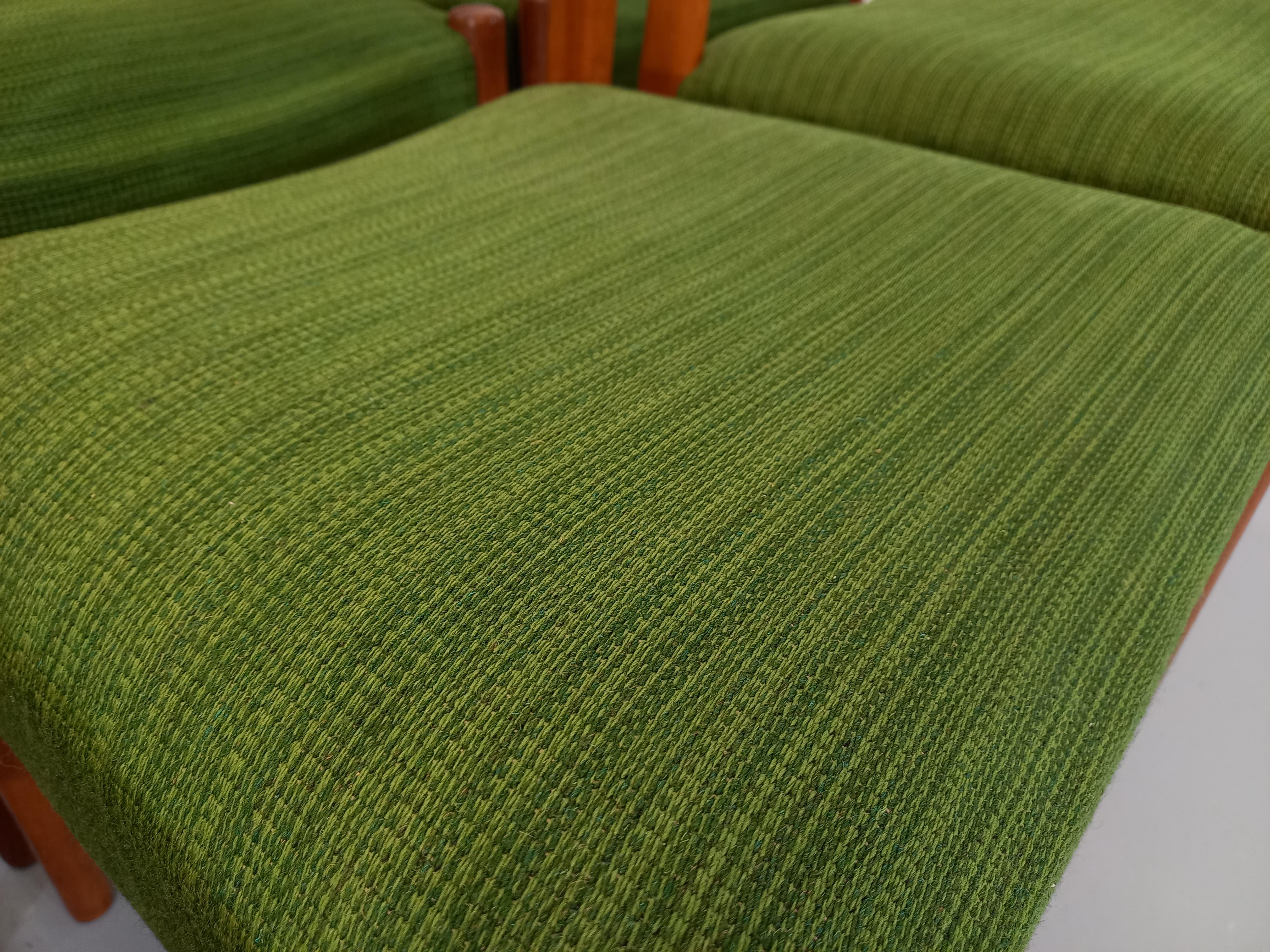 Suite de 6 chaises scandinaves vintage Cees Braakman en teck et tissu années 60 In Good Condition For Sale In BESANÇON, FR