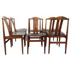 Suite de 6 chaises scandinaves vintage en bois style teck et skai des années 60