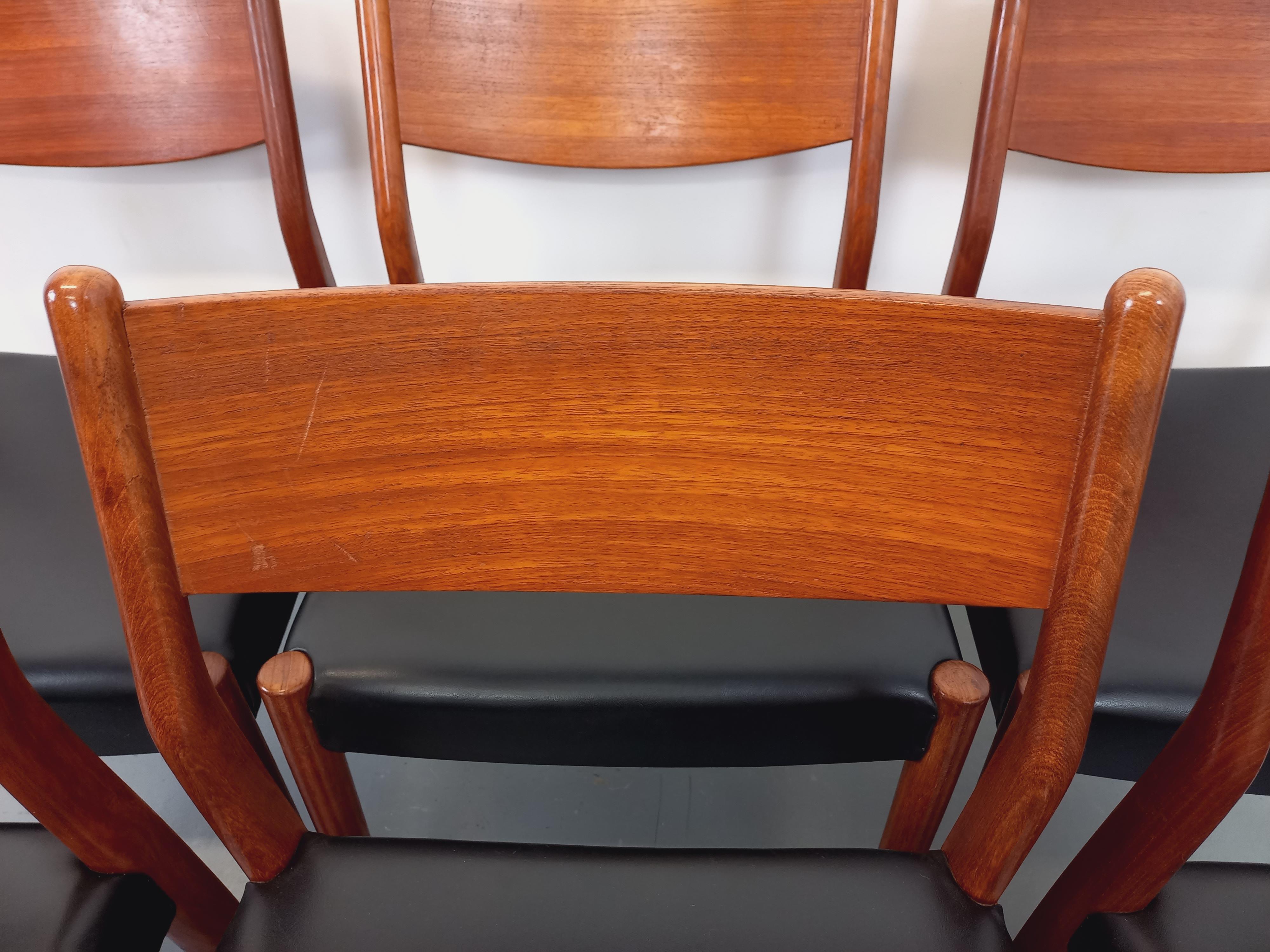 Suite de 6 Liegesessel Skandinavisch Vintage Fristho Franeker en teck et skai 1960 im Angebot 4