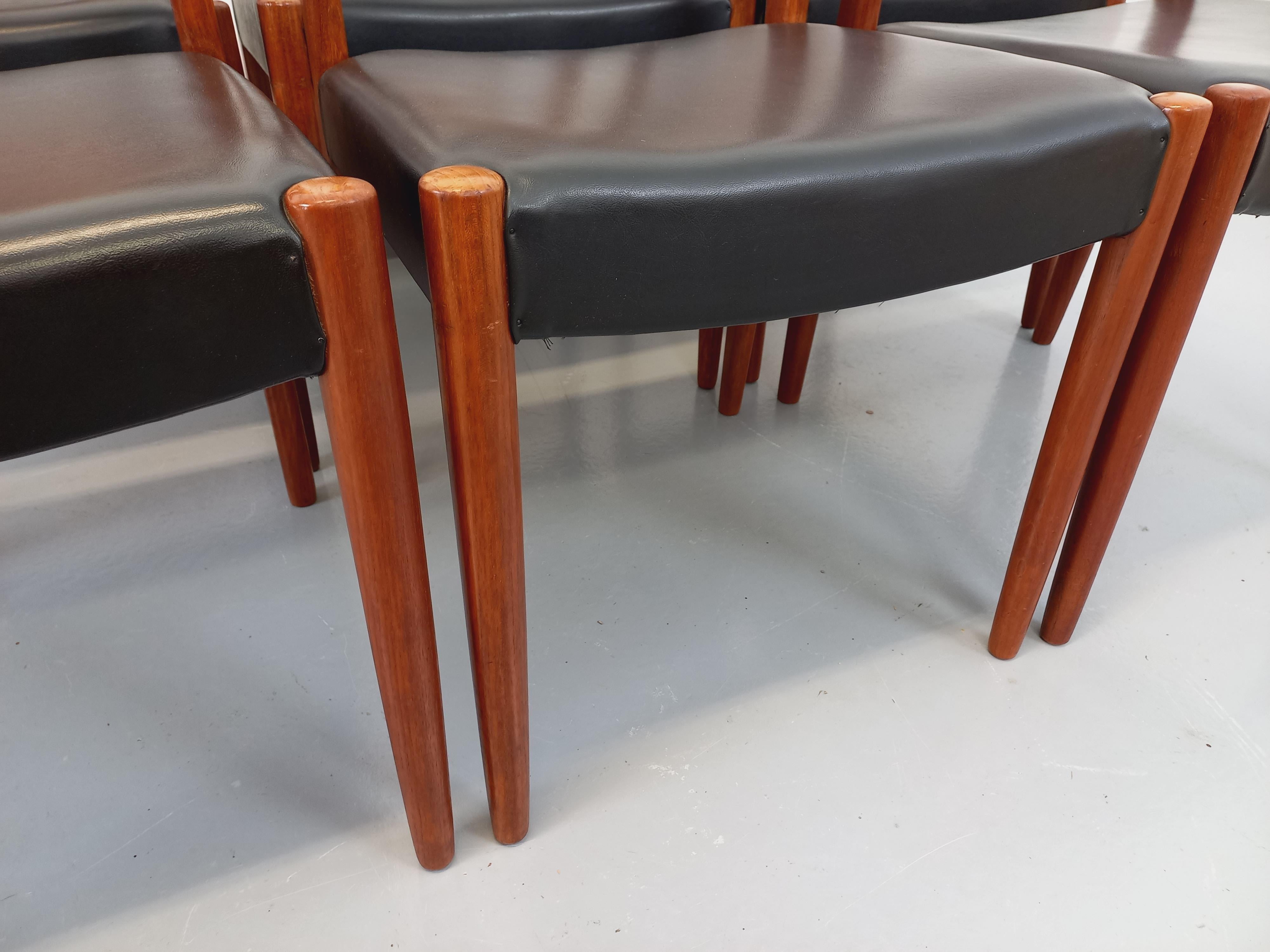 Suite de 6 Liegesessel Skandinavisch Vintage Fristho Franeker en teck et skai 1960 im Angebot 9