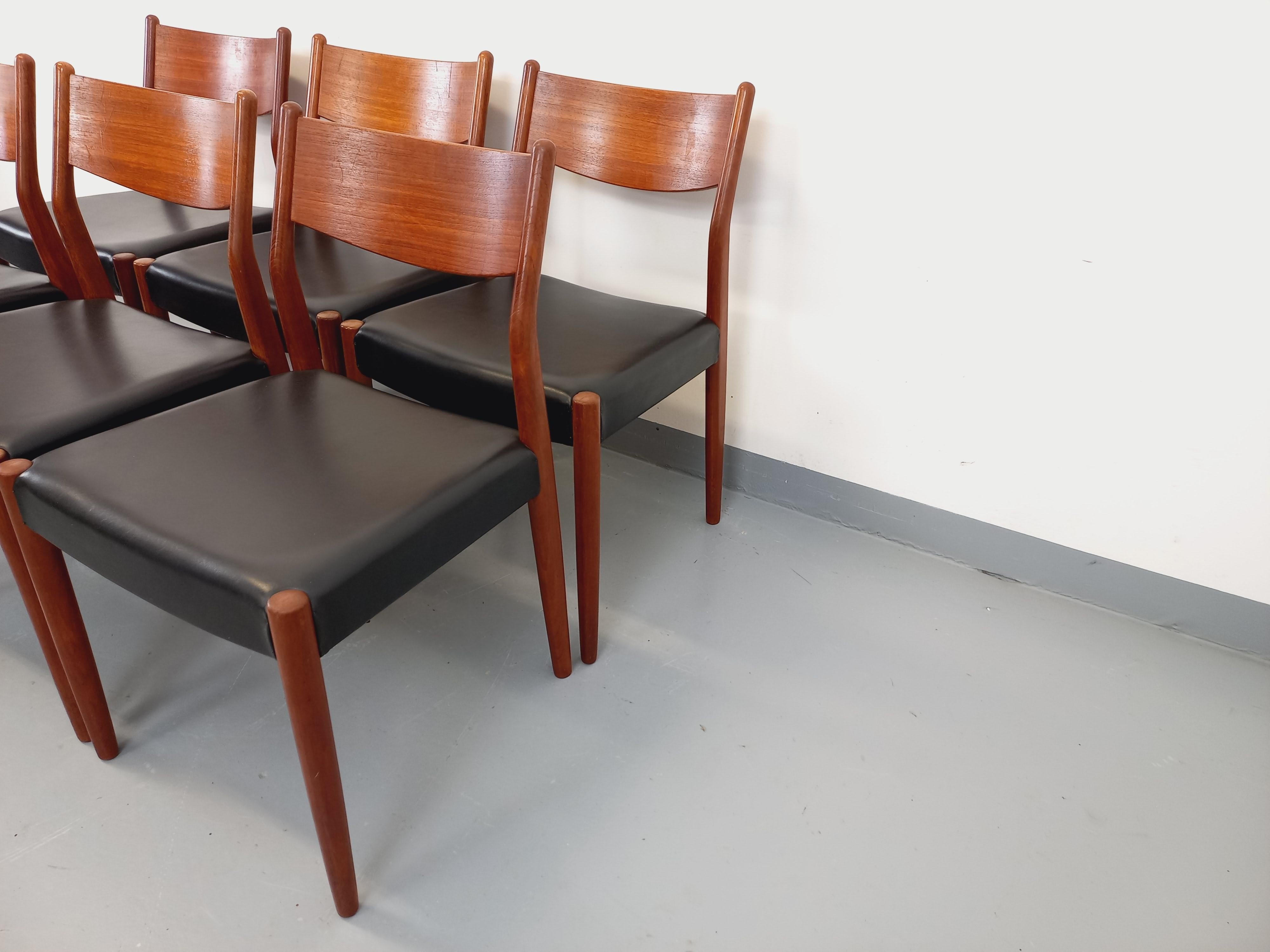 Suite de 6 Liegesessel Skandinavisch Vintage Fristho Franeker en teck et skai 1960 (Teakholz) im Angebot