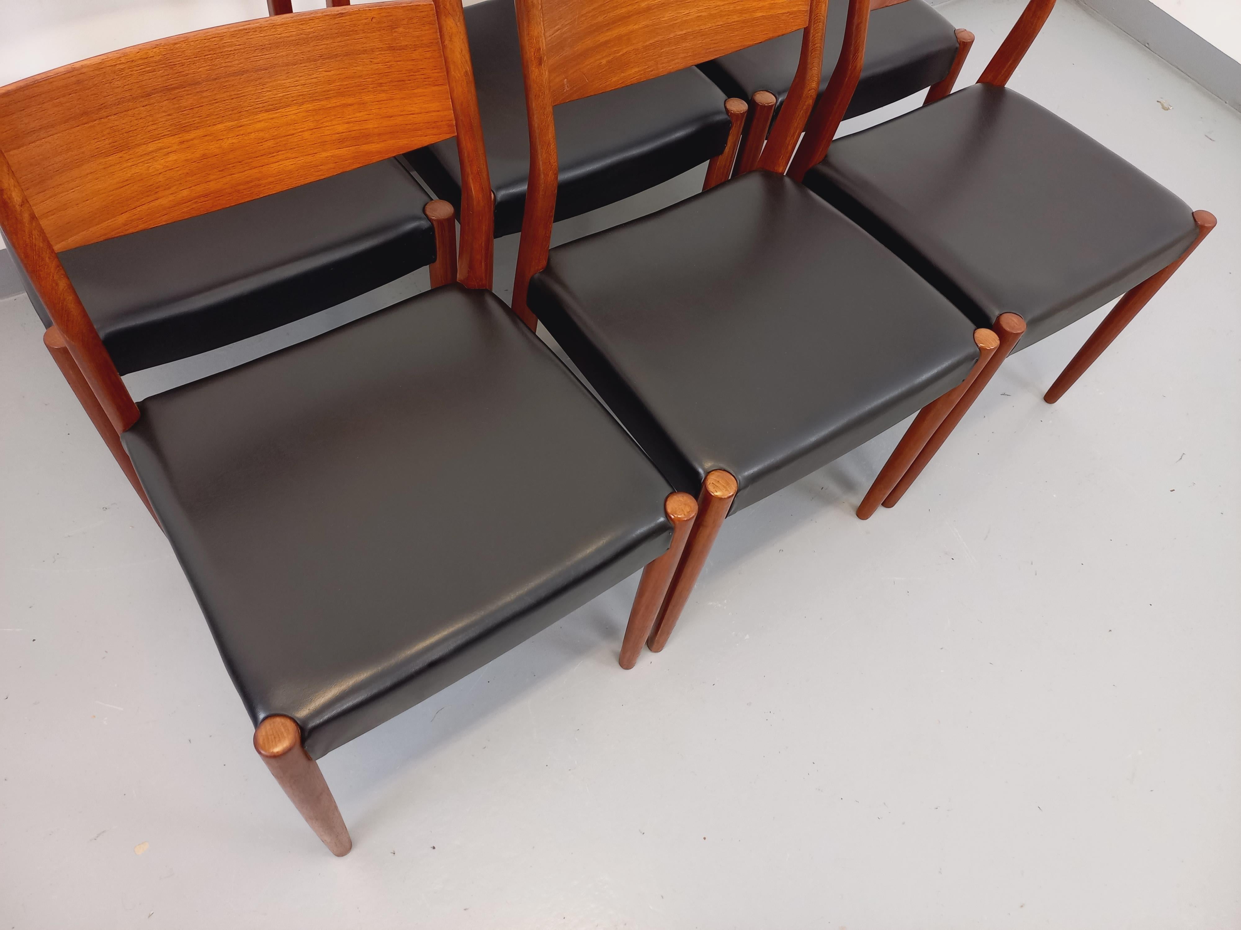 Suite de 6 Liegesessel Skandinavisch Vintage Fristho Franeker en teck et skai 1960 im Angebot 1