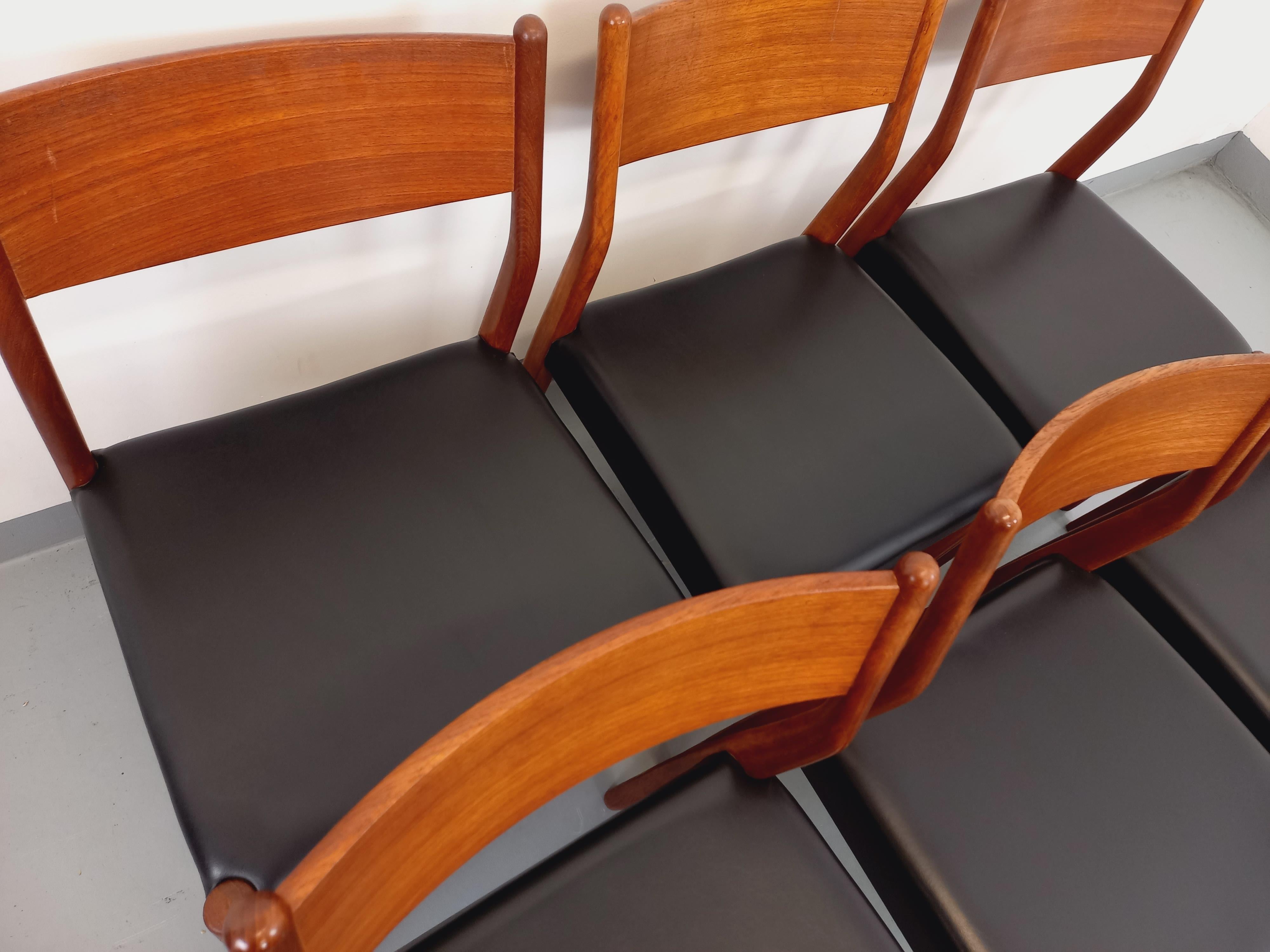 Suite de 6 Liegesessel Skandinavisch Vintage Fristho Franeker en teck et skai 1960 im Angebot 2