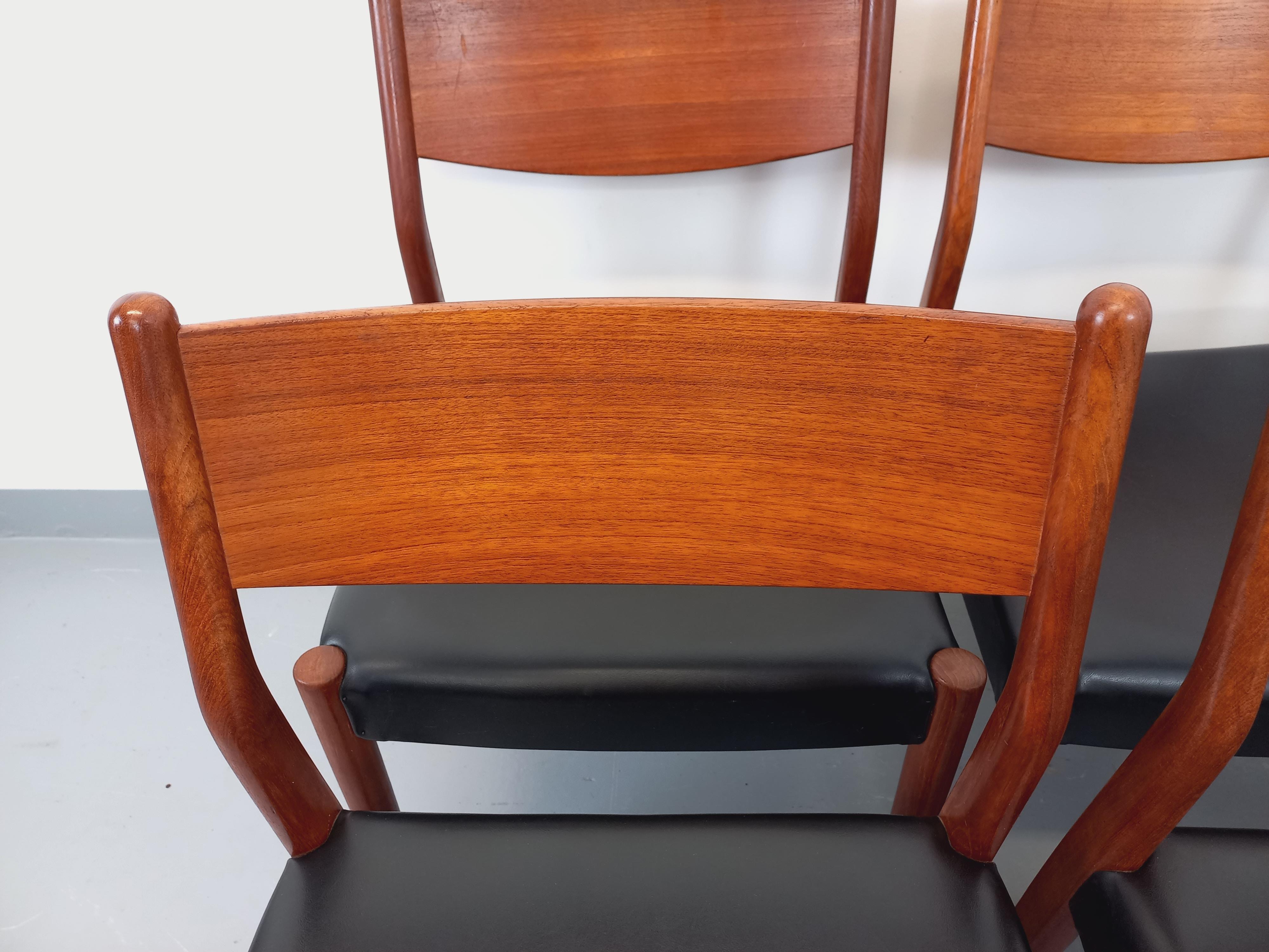 Suite de 6 Liegesessel Skandinavisch Vintage Fristho Franeker en teck et skai 1960 im Angebot 3